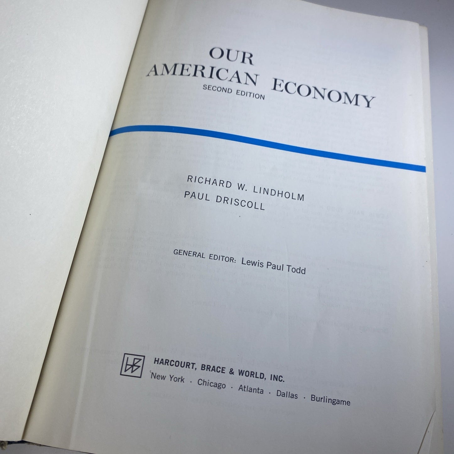 50s 60s Textbook OUR AMERICAN ECONOMY Lindholm and Driscoll Hardcover Book