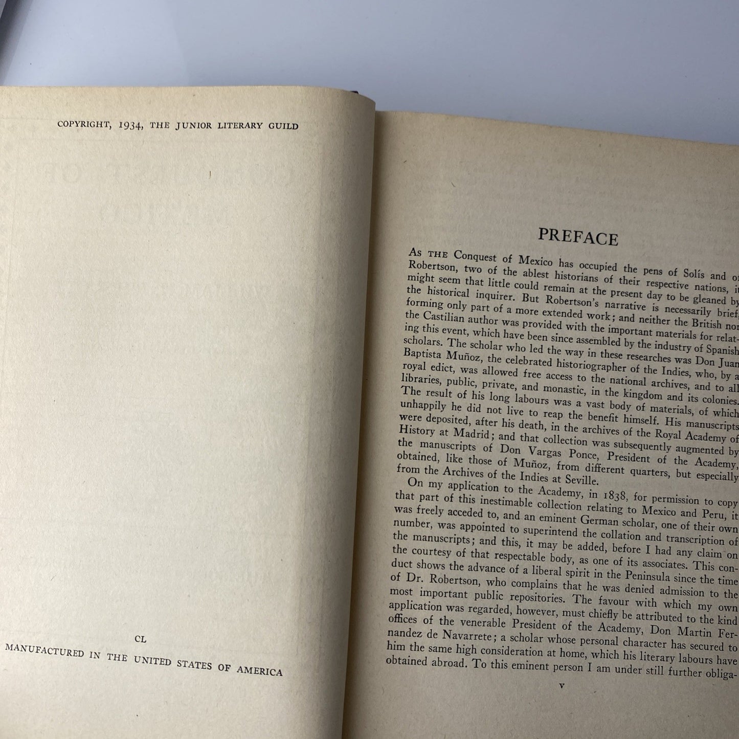 CONQUEST OF MEXICO by William H. Prescott 1934 Book League of America HC VTG
