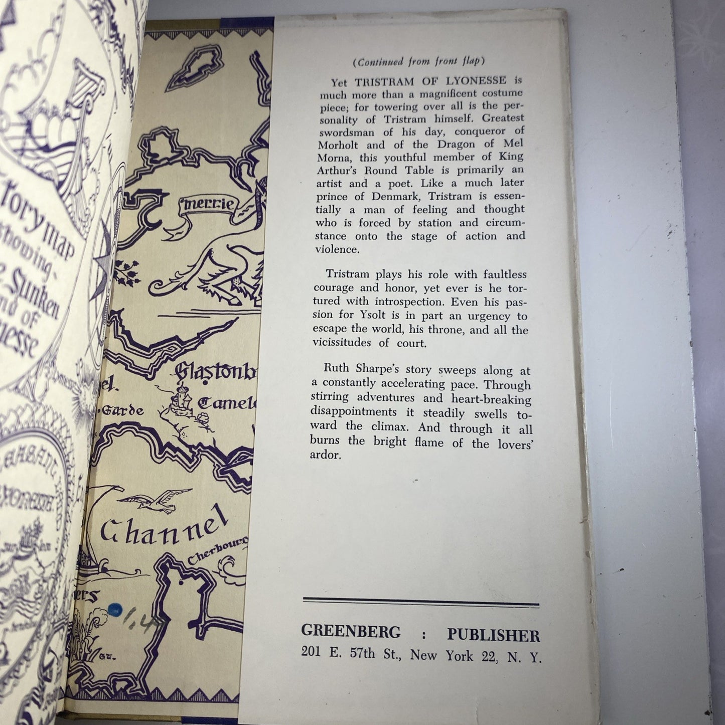 Rare Historical Fiction Tristram of Lyonesse Ruth Collier Sharpe, 1949 Hardcover