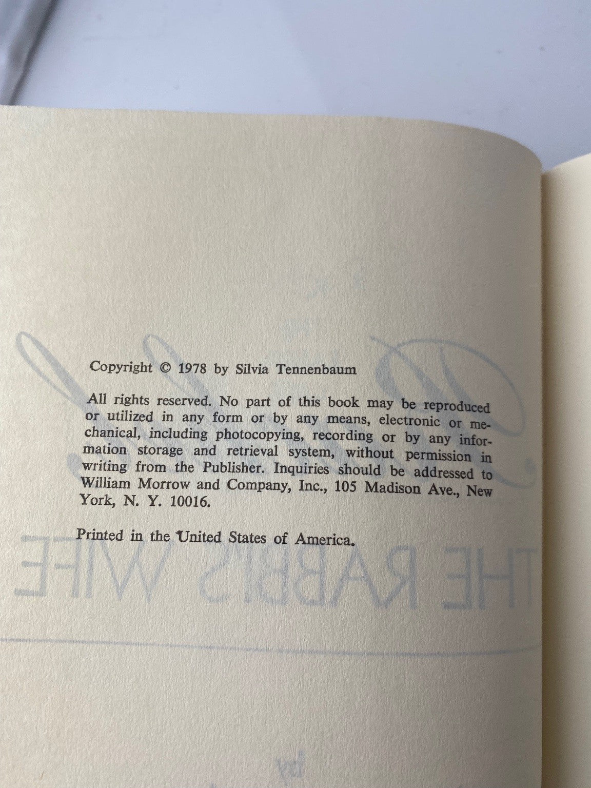 Rachel The Rabbi's Wife Silvia Tennenbaum 1978 First Edition Fiction Morrow