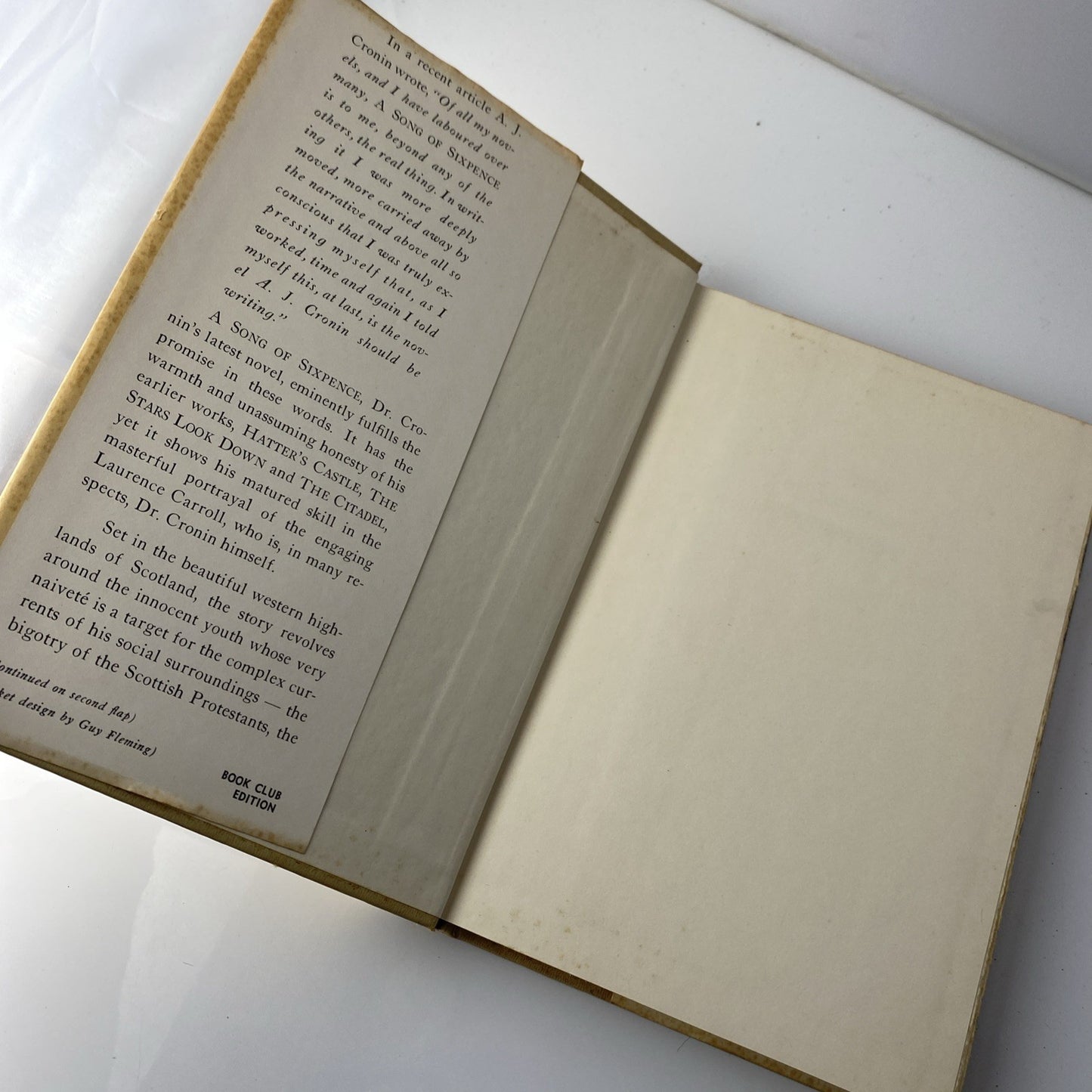 A Song Of Sixpence by A.J. Cronin 1964 Hardcover BCE First Edition Good Conditio
