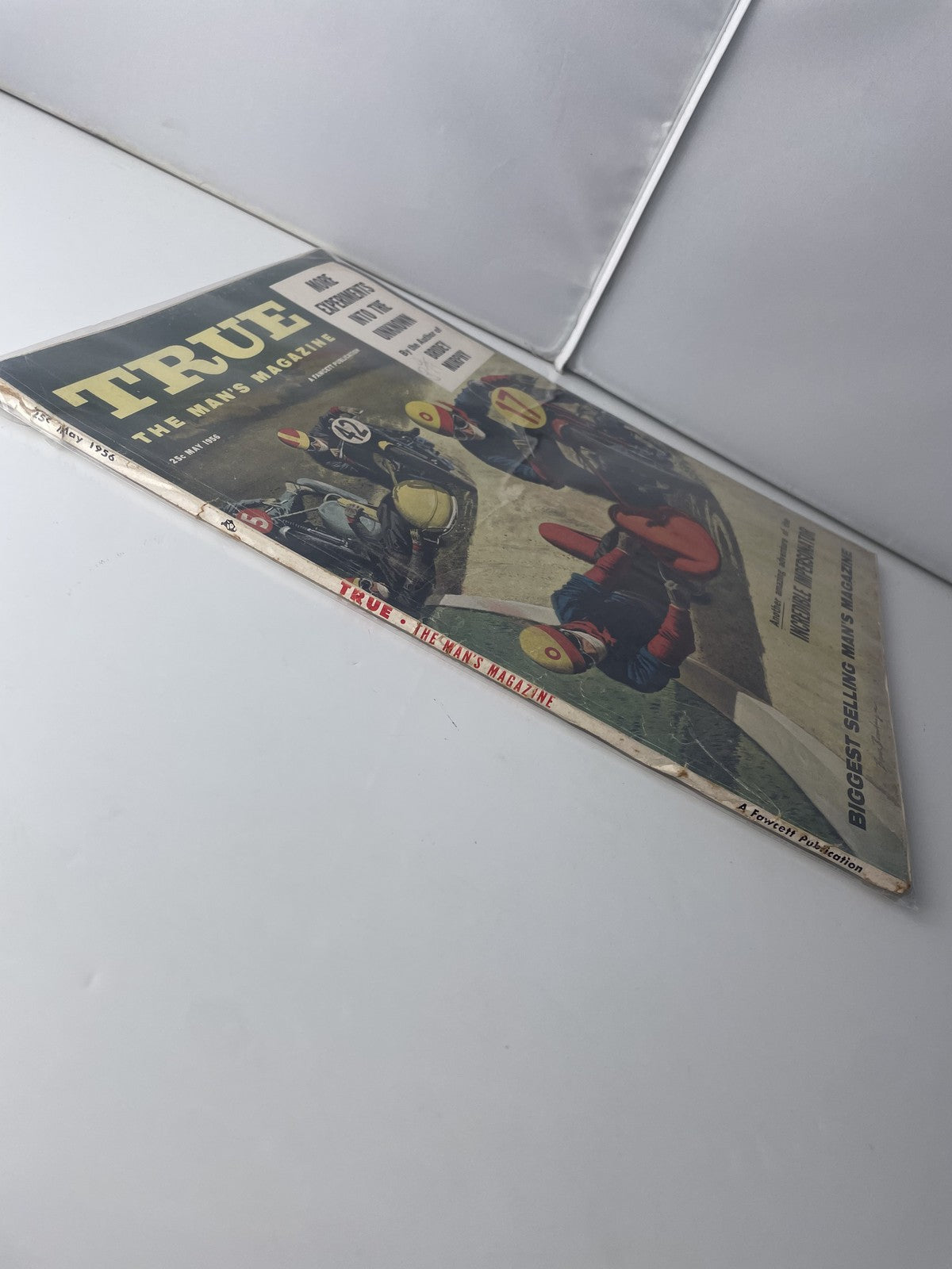 Vintage 1956 True The Man's Magazine May Motorcycle Racing Incredible Impersonat