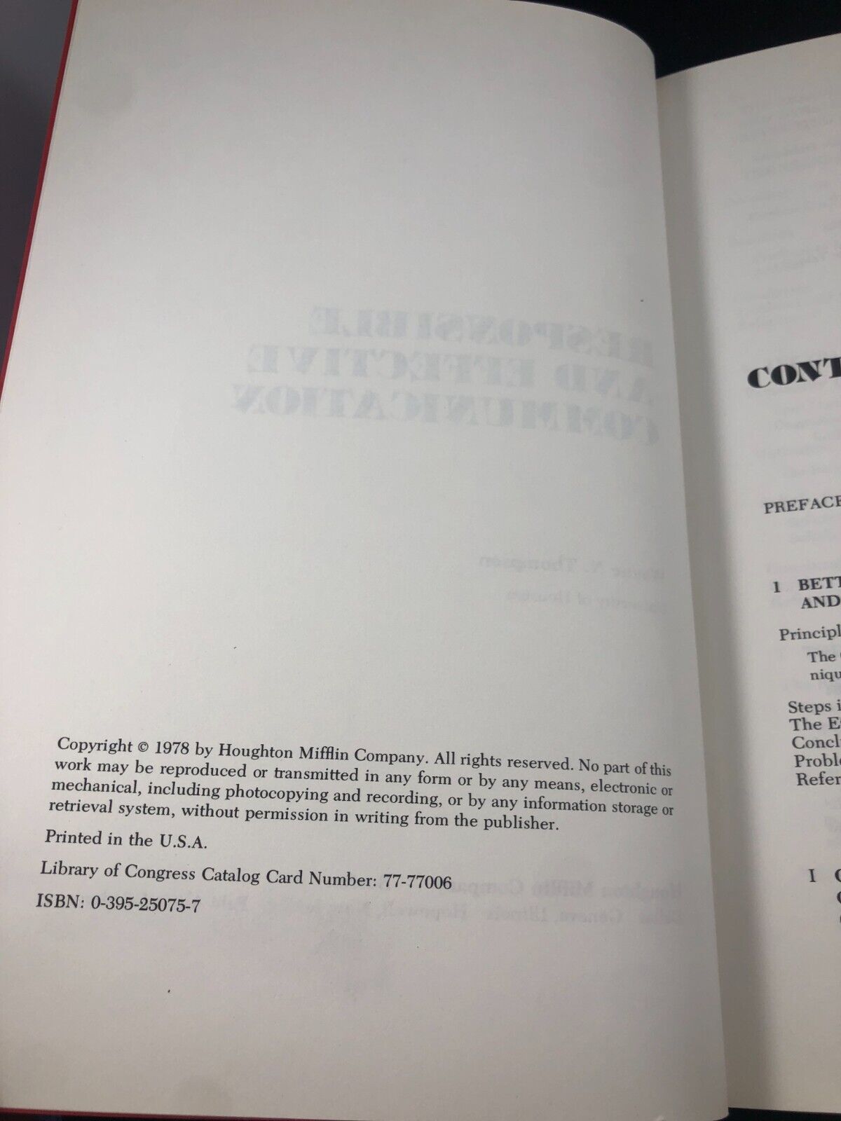 public speaking 1978 text book Responsible and Effective Communication Thompson