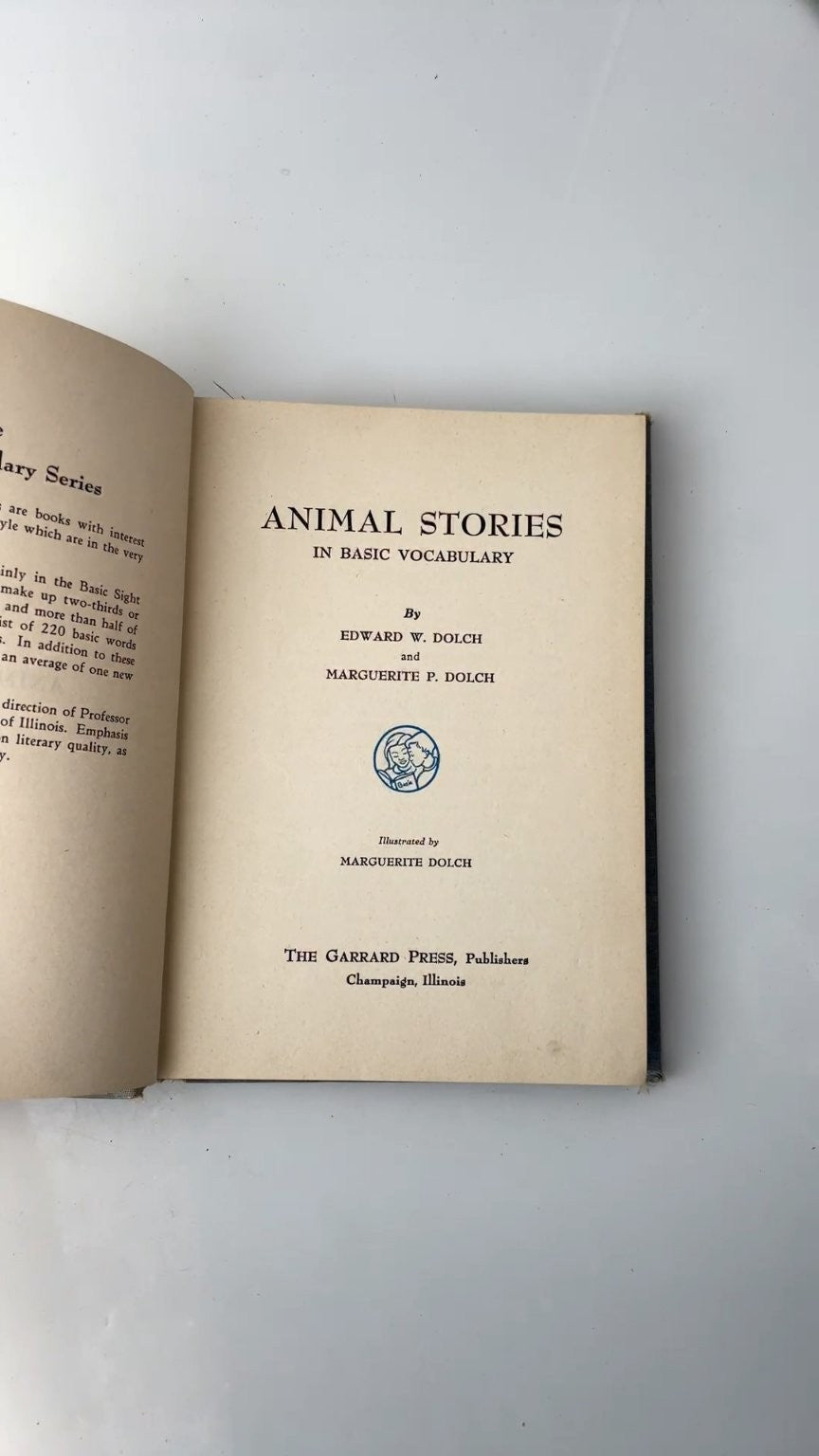 Animal Stories Edward W. Dolch 1952 Illustrated Basic Vocabulary The Garrard