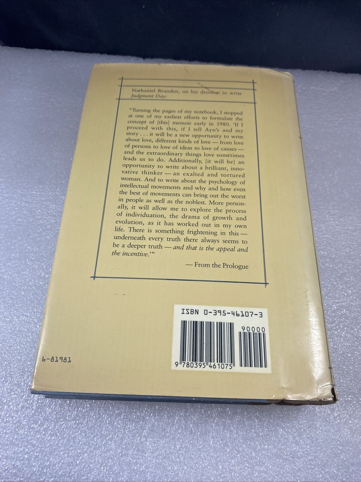 Nathaniel BRANDEN / Judgment Day My Years with Ayn Rand First Edition Print