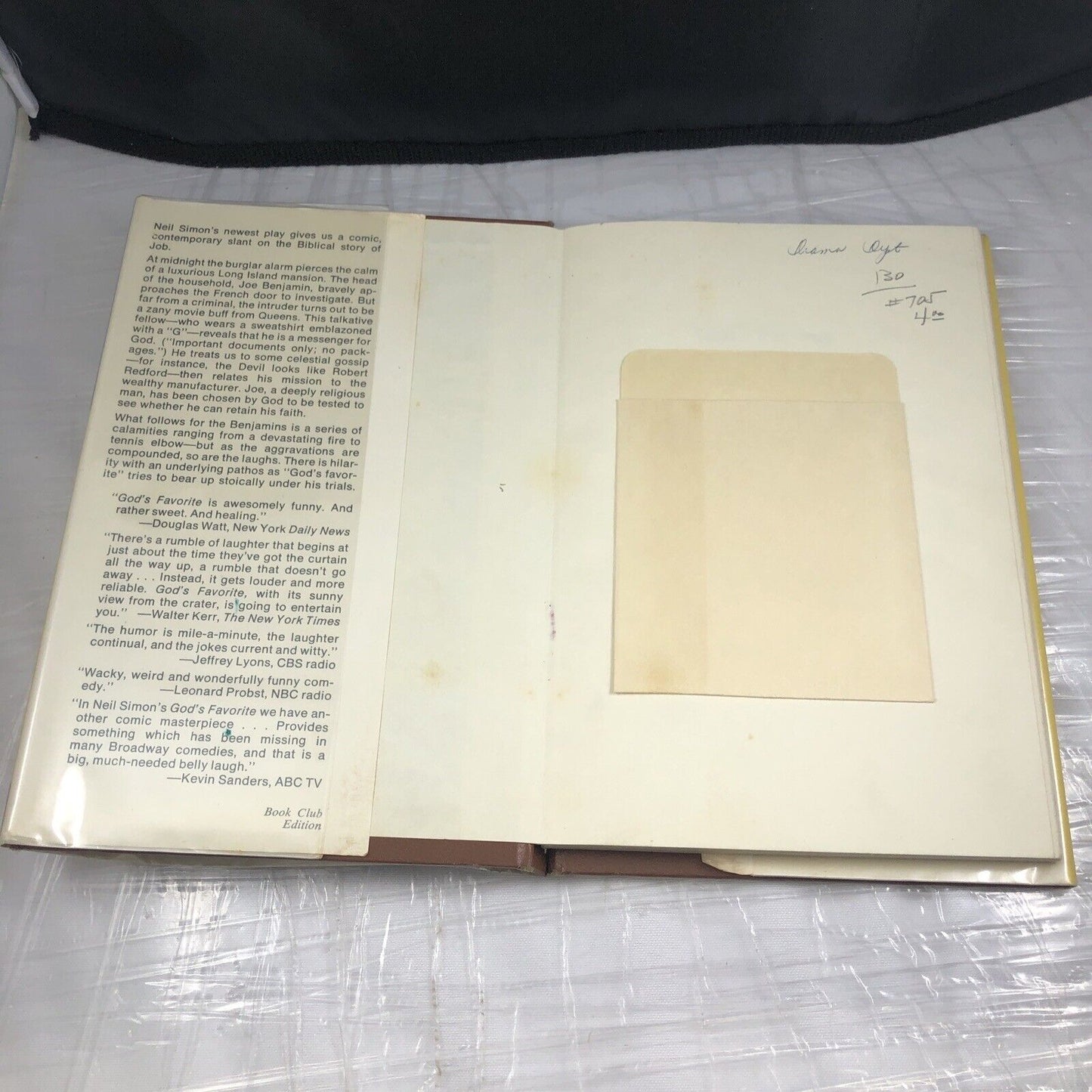 GOD'S FAVORITE - Book Club Edition HC w/ DJ Play BY NEIL SIMON