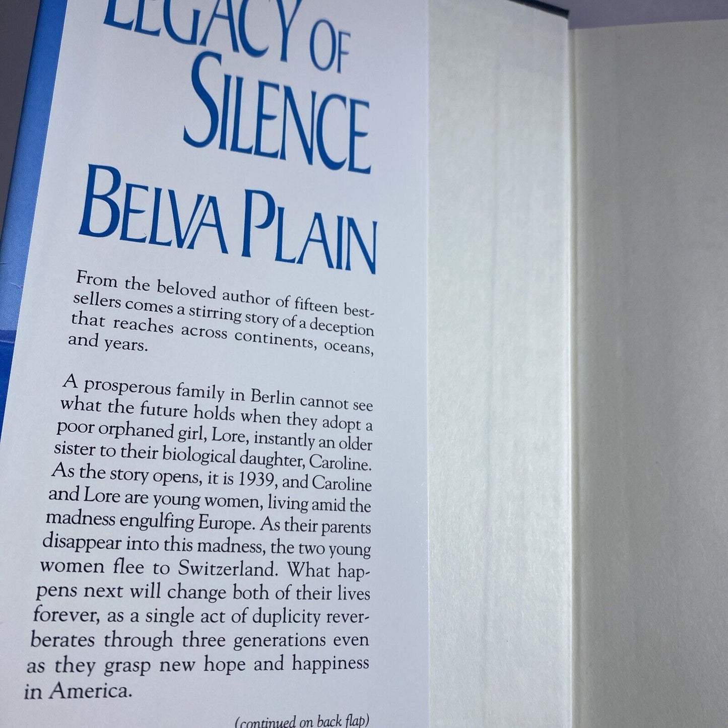 Legacy of Silence - 9780385316897, Belva Plain, hardcover Book Club Ed
