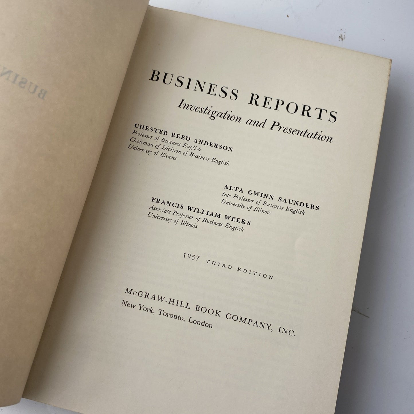 Rare Textbook Business Reports by Alta Gwinn Saunders & Chester Reed Anderson