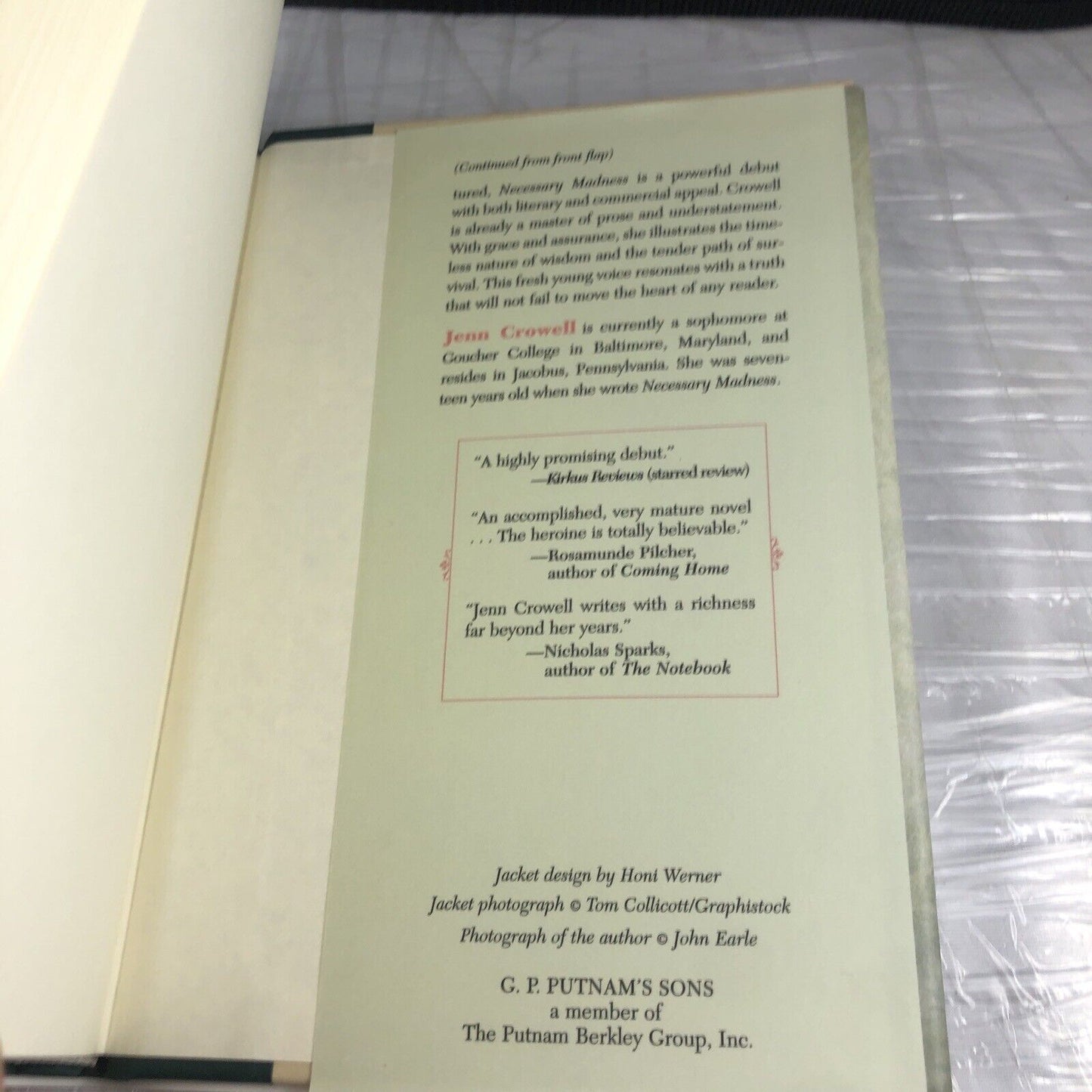 Crowell, Jenn NECESSARY MADNESS 1st Edition 1st Printing