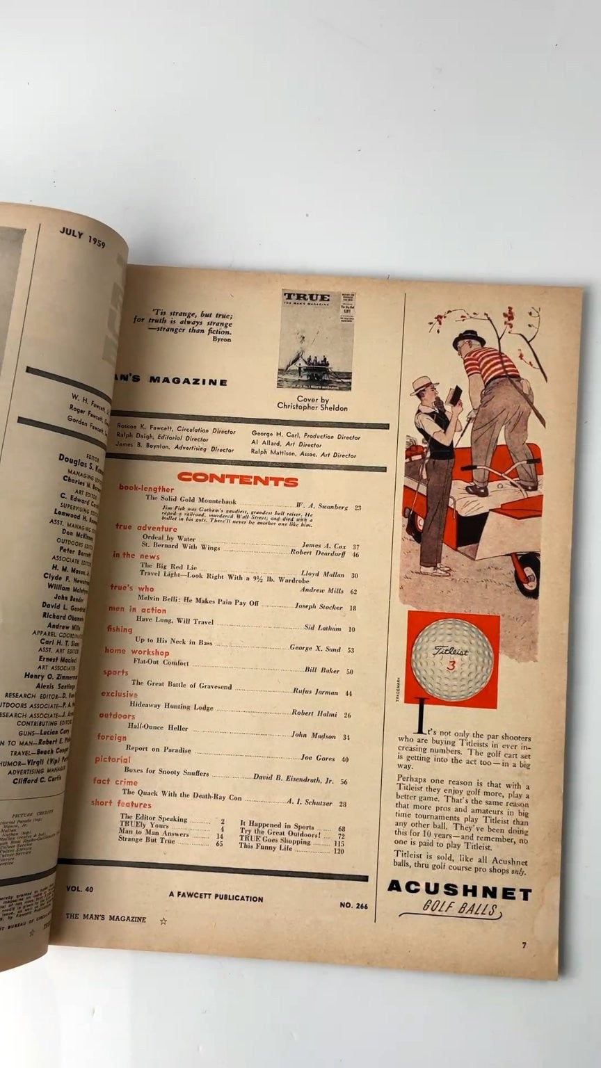 True The Man's Magazine July 1959 Illustrated Fawcett Publication