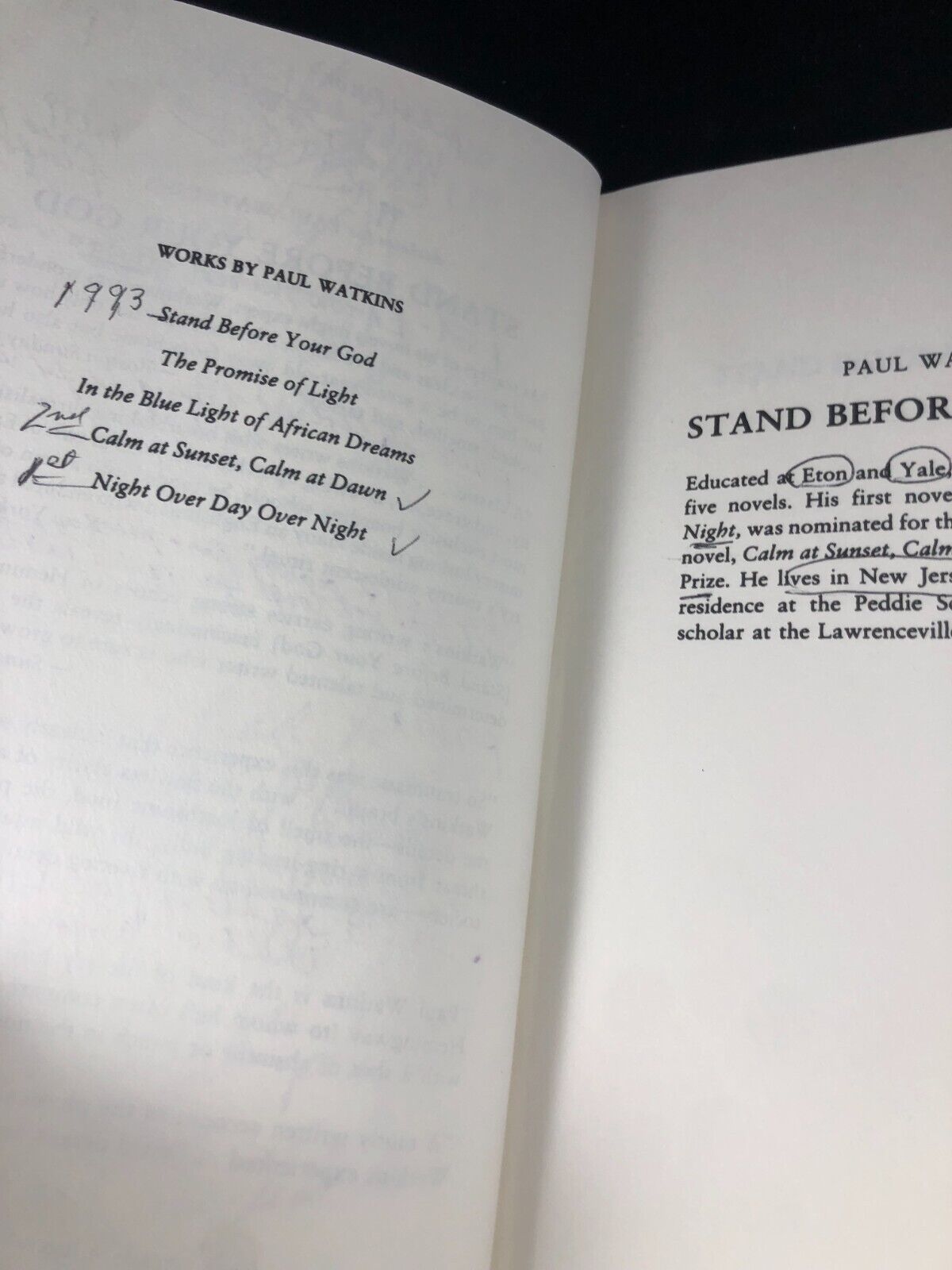 Stand Before Your God: An American Sch in England by Watkins, Paul Underlining