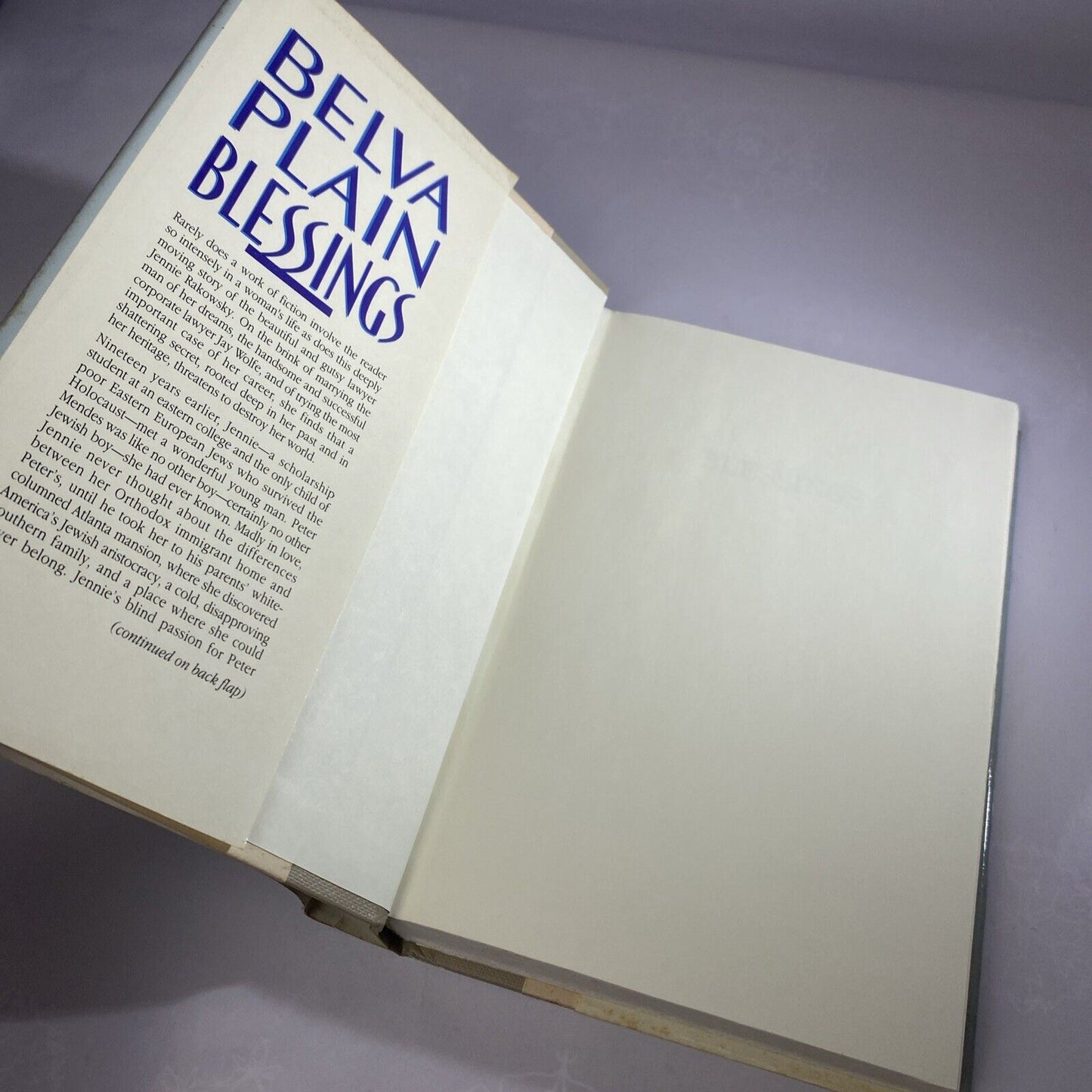 Blessings Belva Plain Romance Novel Hardcover (Author of Tapestry) 1989
