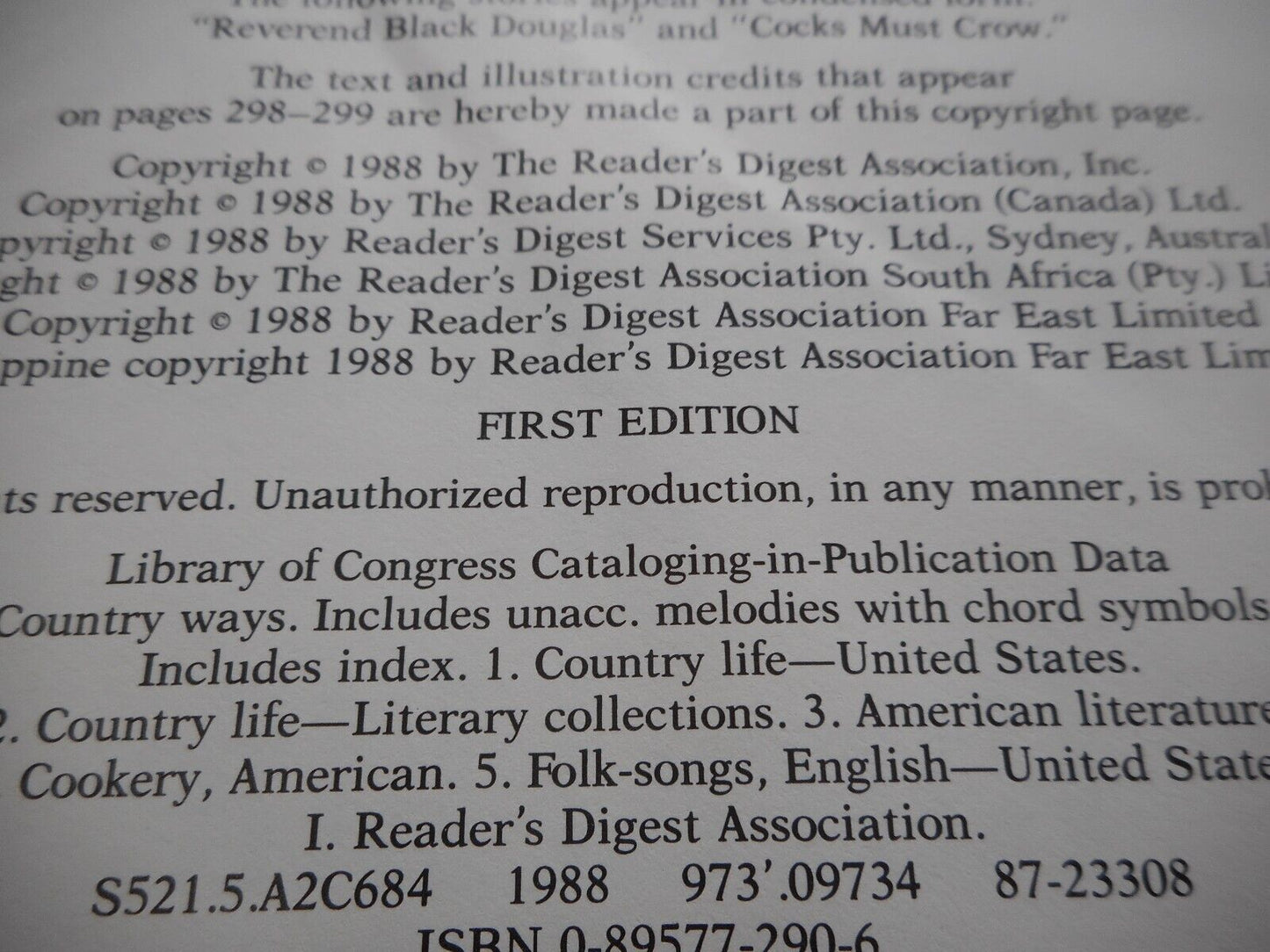 Reader's Digest Country Ways: A celebration of Rural Life 1988 First Edition