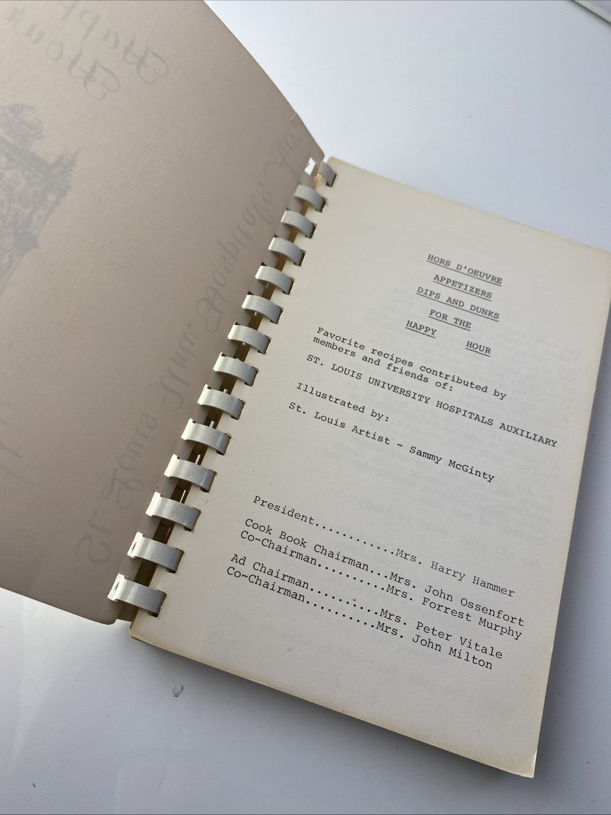 Rare Midwest St. Louis University Hospital Auxiliary Happy Hour Recipes Cookbook