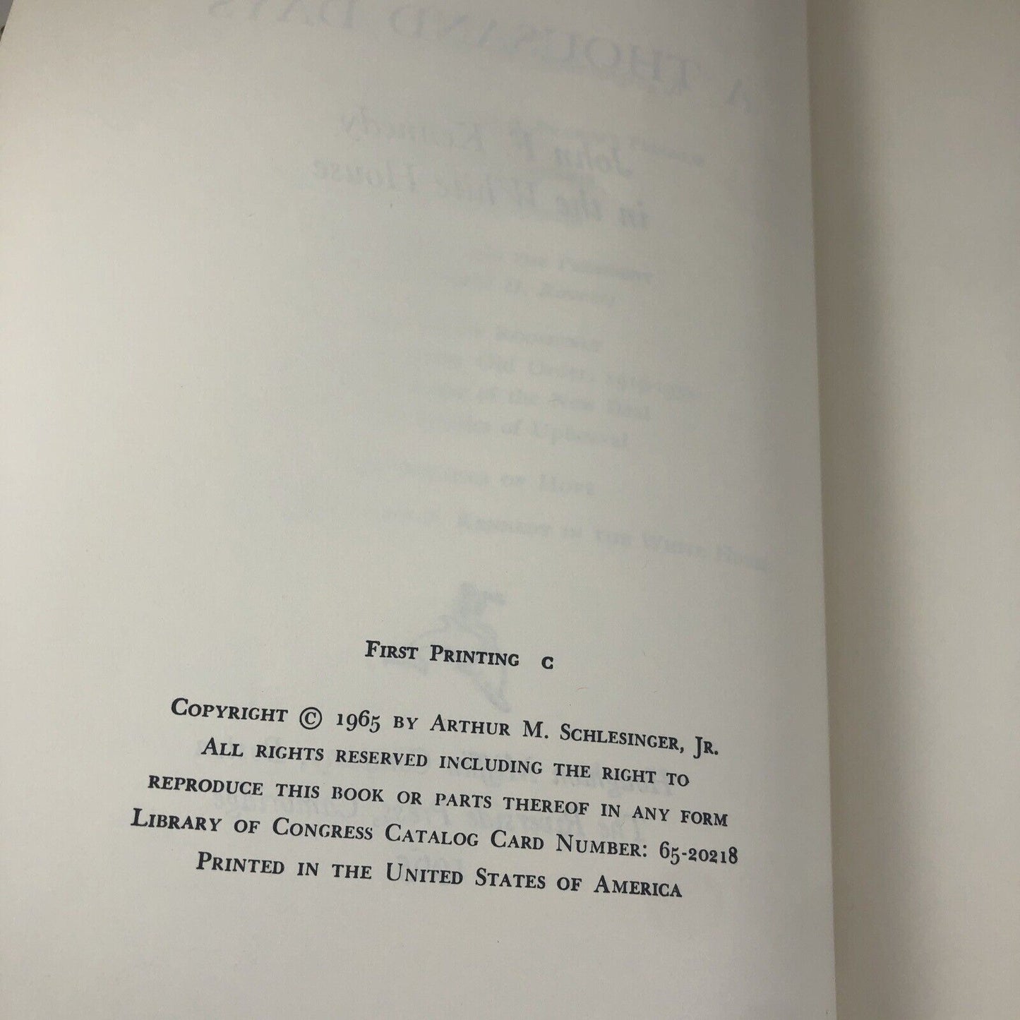 A THOUSAND DAYS by Arthur M. Schlesinger (1965, HCDJ,1st print) John F. Kennedy