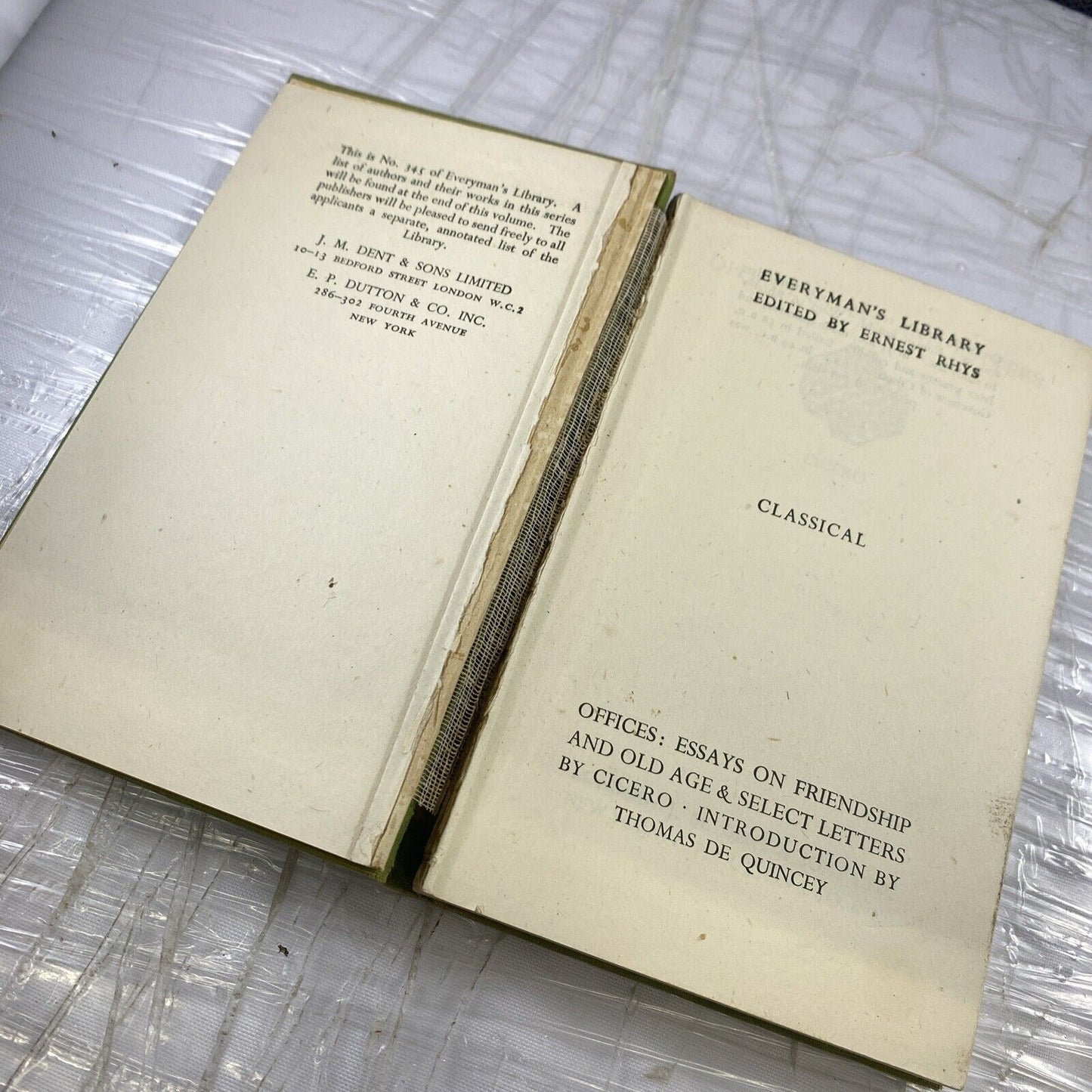 Offices, Essays, And Letters CICERO 1949 Everyman's Library Edition Hardcover