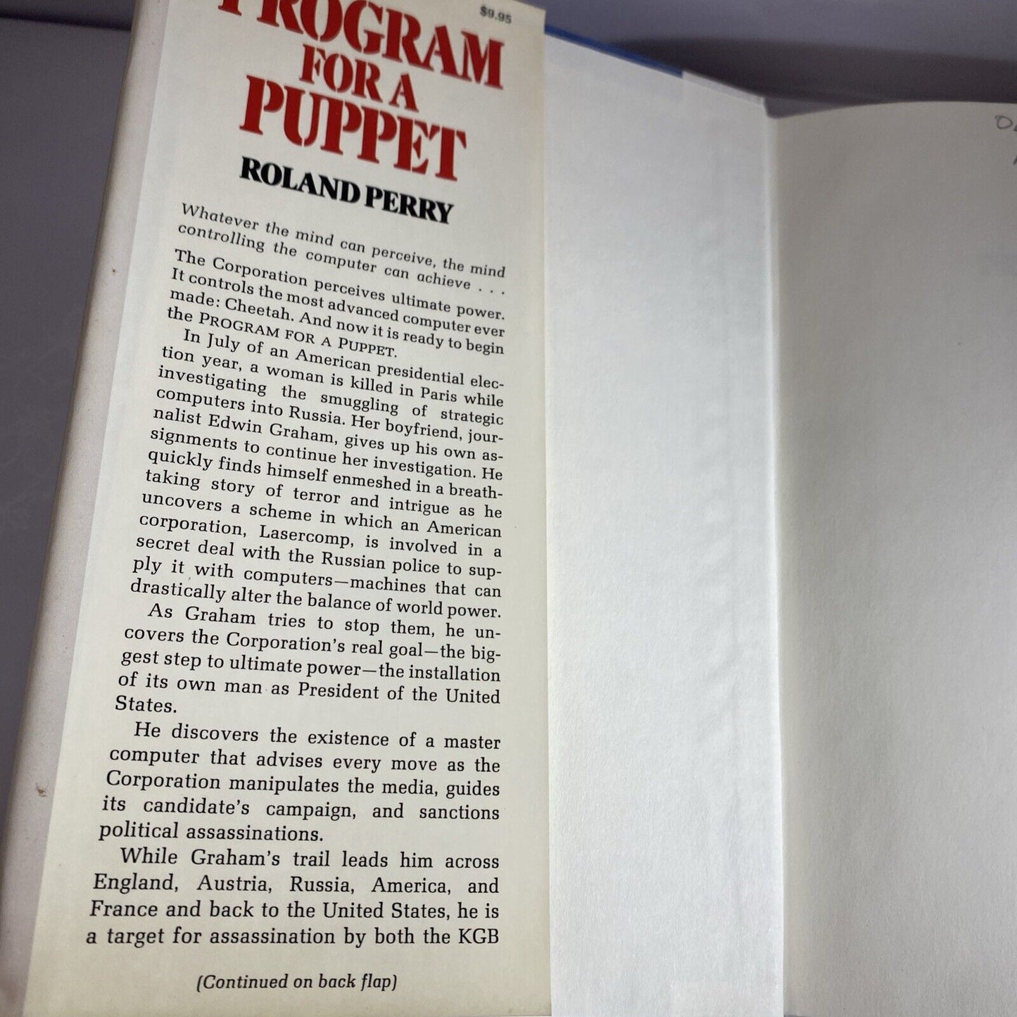 Program for a Puppet by Roland Perry 1st edition 1980 (HC/DJ) 1st Print