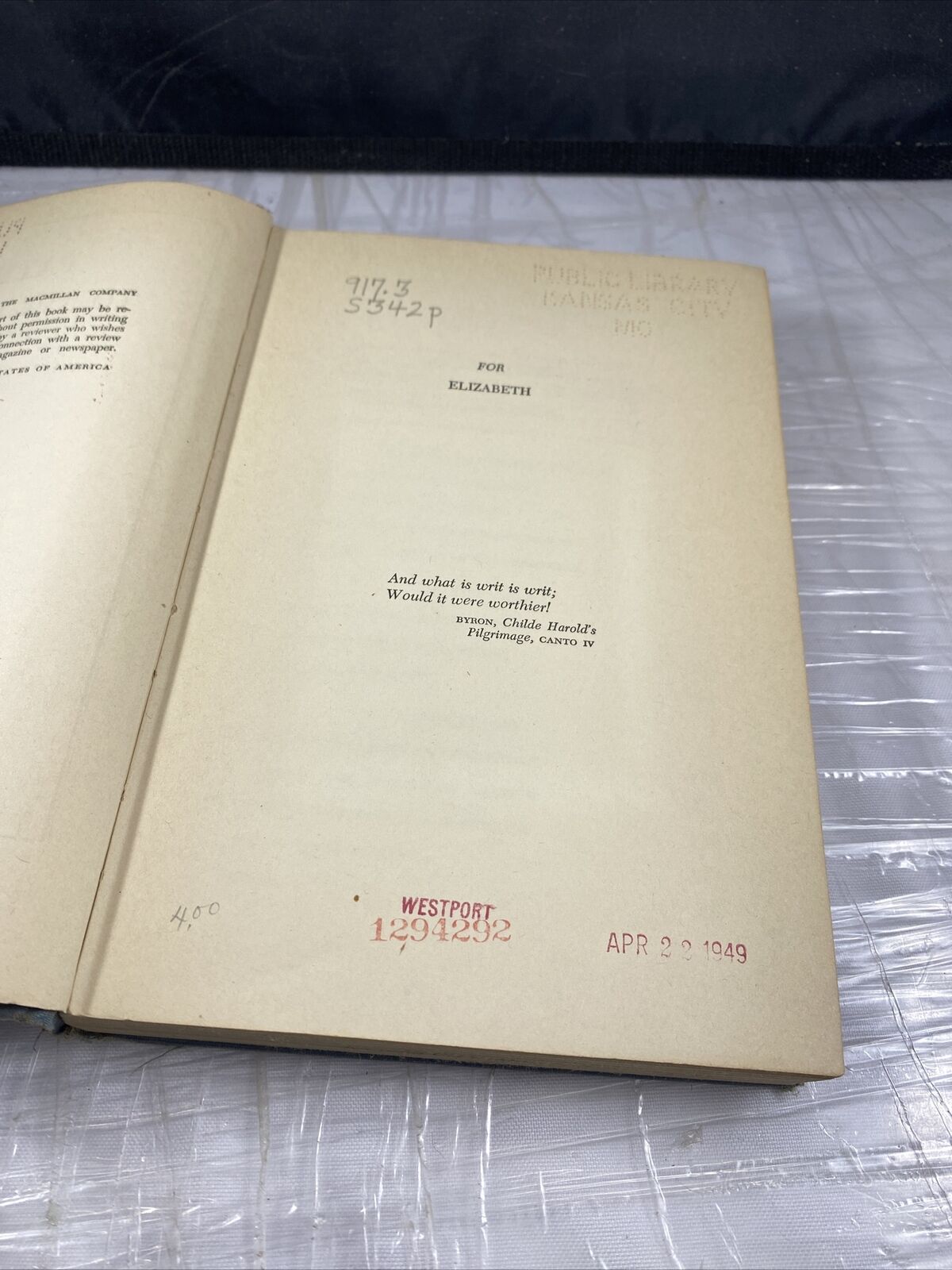 The Paths To The Present HC Book Arthur Schlesinger 1949 Ex Library