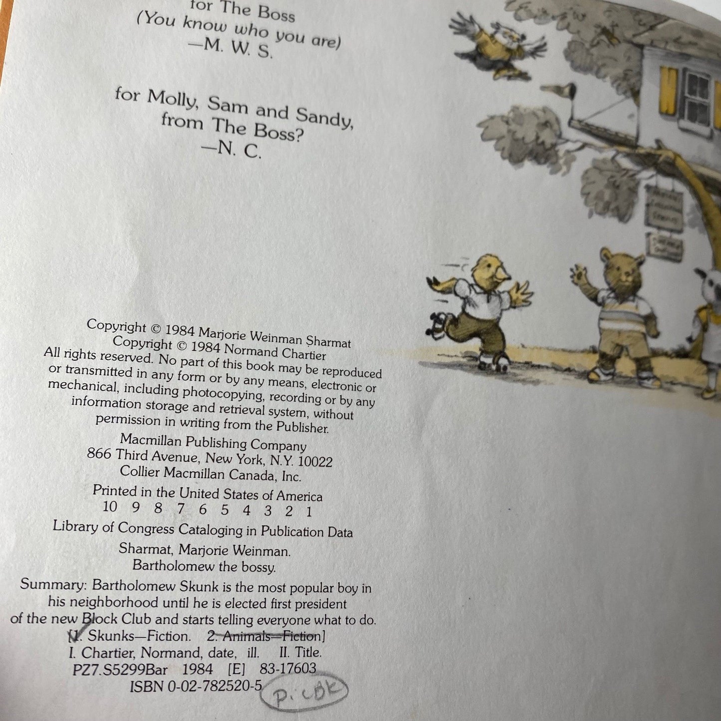 Vintage Kids book 1st print Bartholomew The Bossy Marjorie Weinman Sharmat 1984