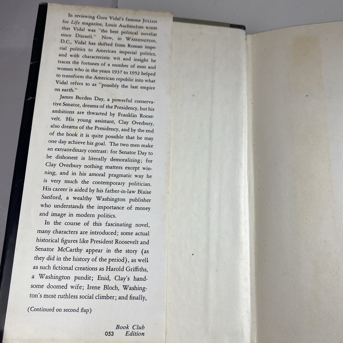 Washington, DC: A Novel by Gore Vidal Hardcover ~ Book Club Edition, 1967