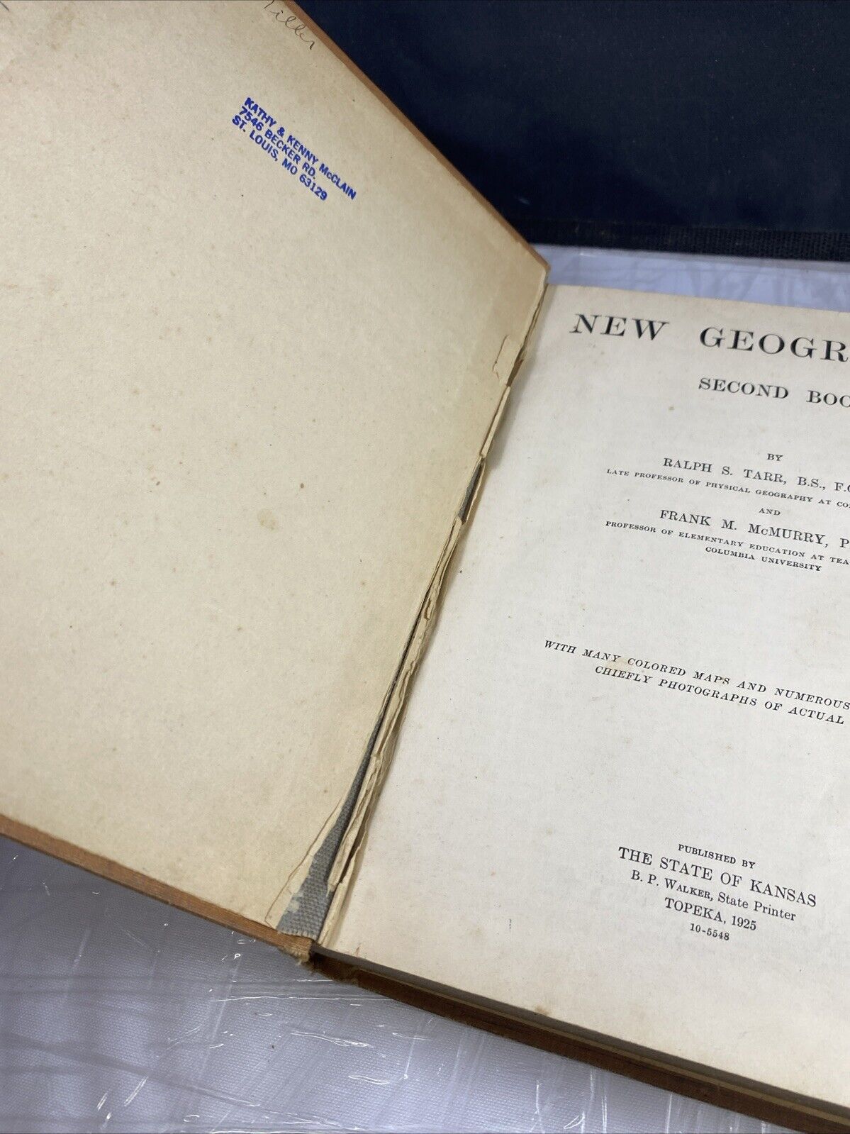 Geography Tarr and McMurry Second Book State of Kansas 1922 ANTIQUE Textbook