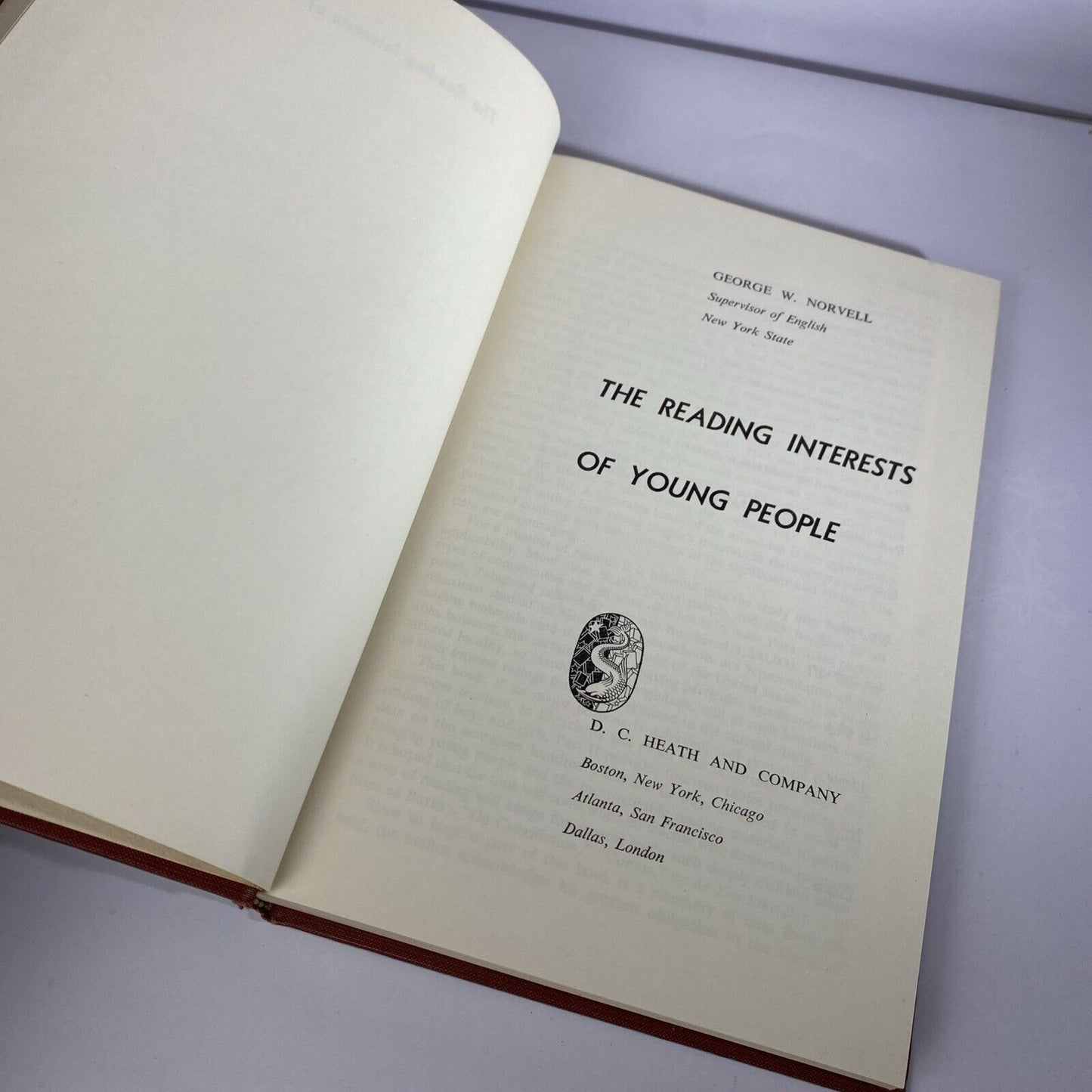 The Reading Interests Of Young People by George Norvell 1950 HC Vintage Textbook