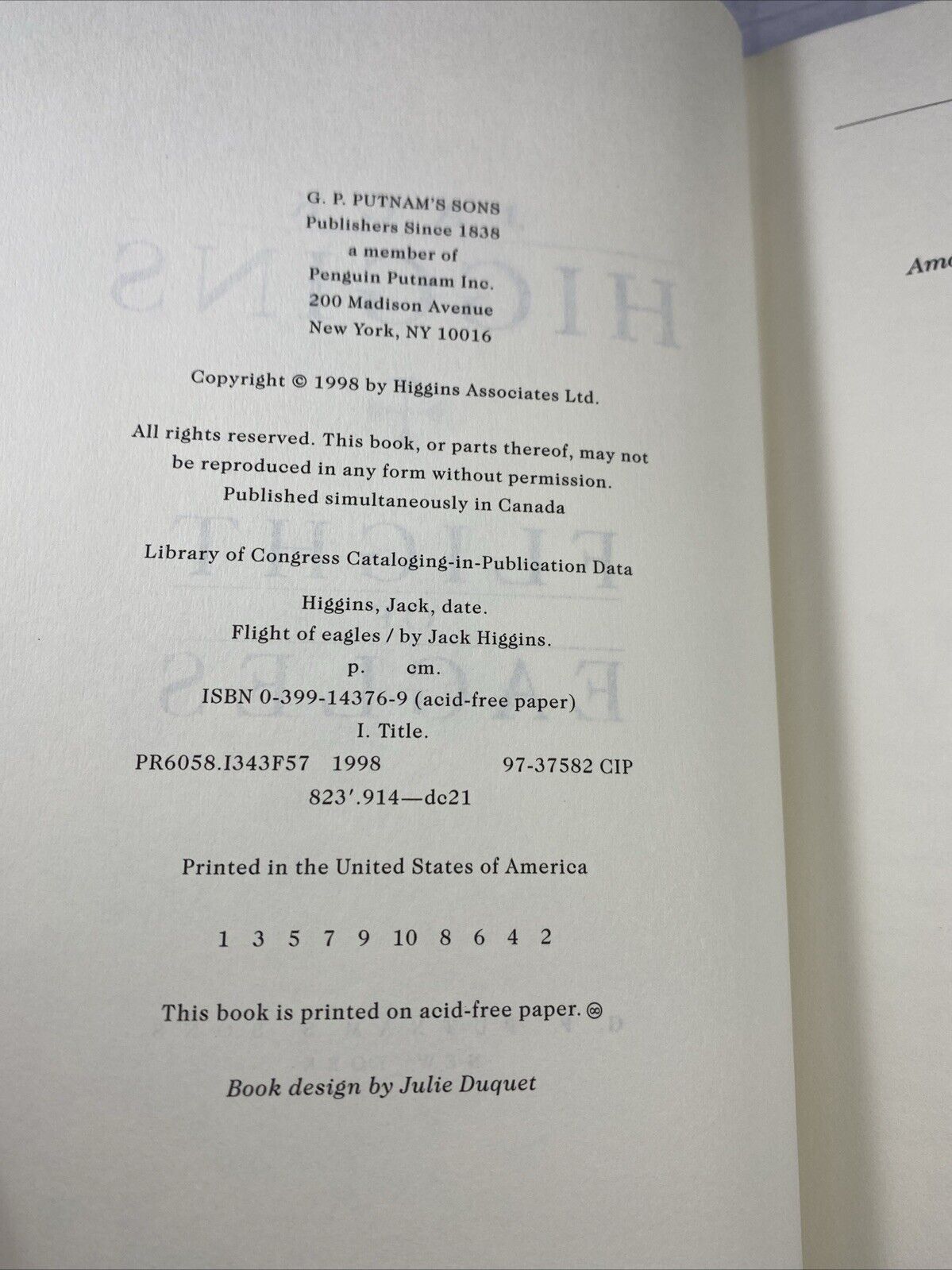 Flight of Eagles - Hardcover By Higgins, Jack VERY GOOD Famous Author Fiction
