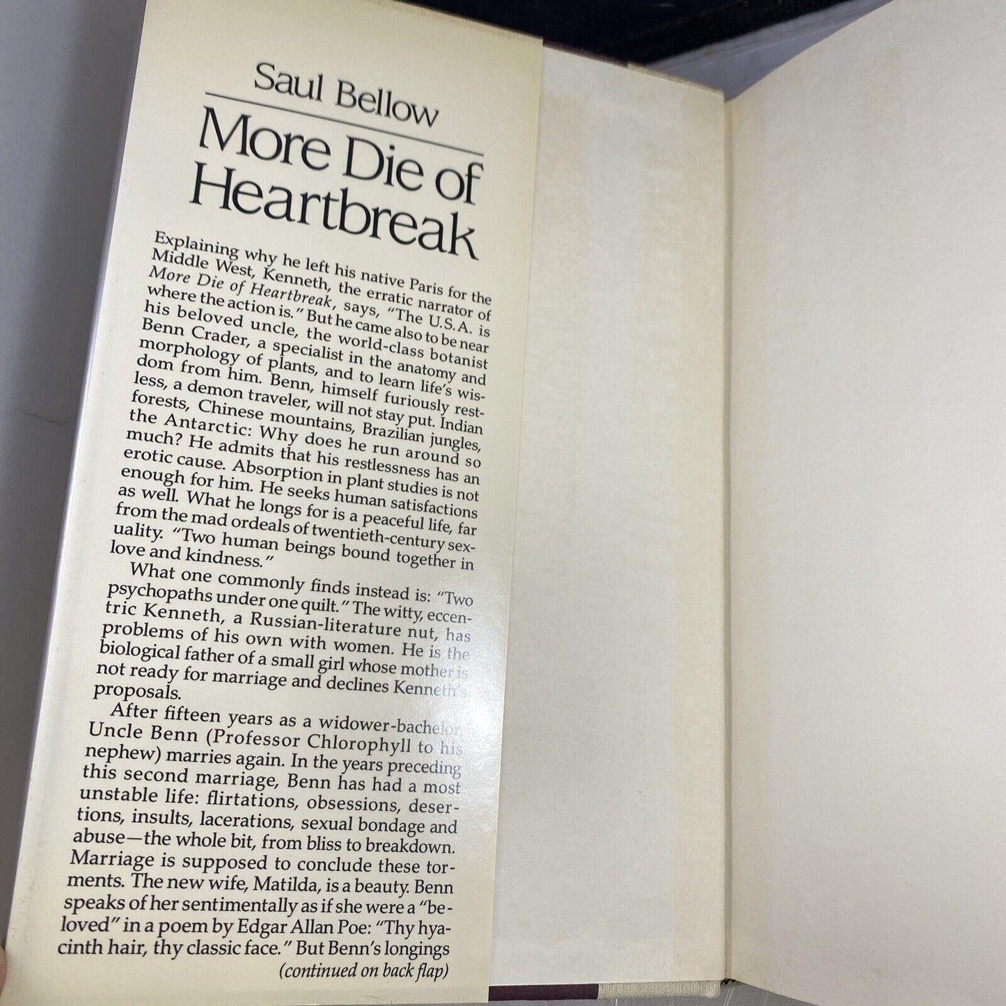 More Die of Heartbreak Bellow, Saul Hardcover Very Good Mystery Fiction Novel