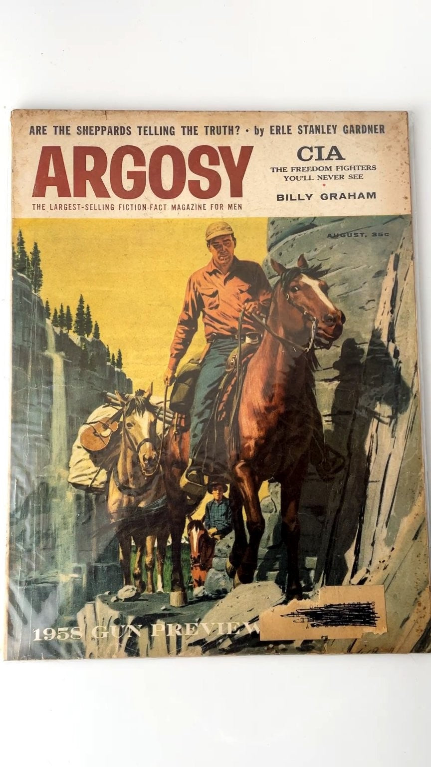 Argosy August 1957 Erle Stanley Gardner Billy Graham Illustrated