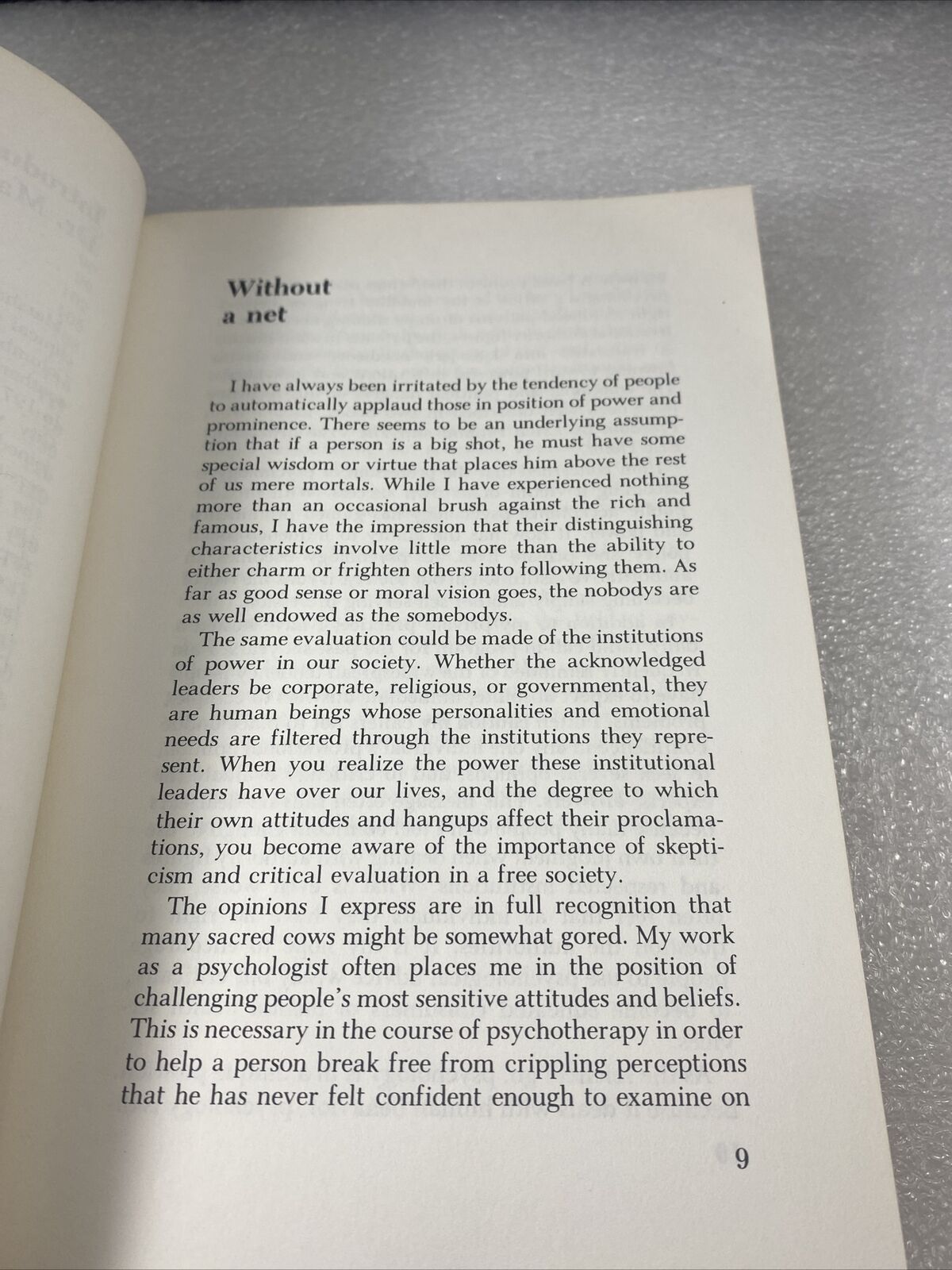 *Signed* WITHOUT A NET By Marshall Saper Missouri Psychologist Psychology Rare