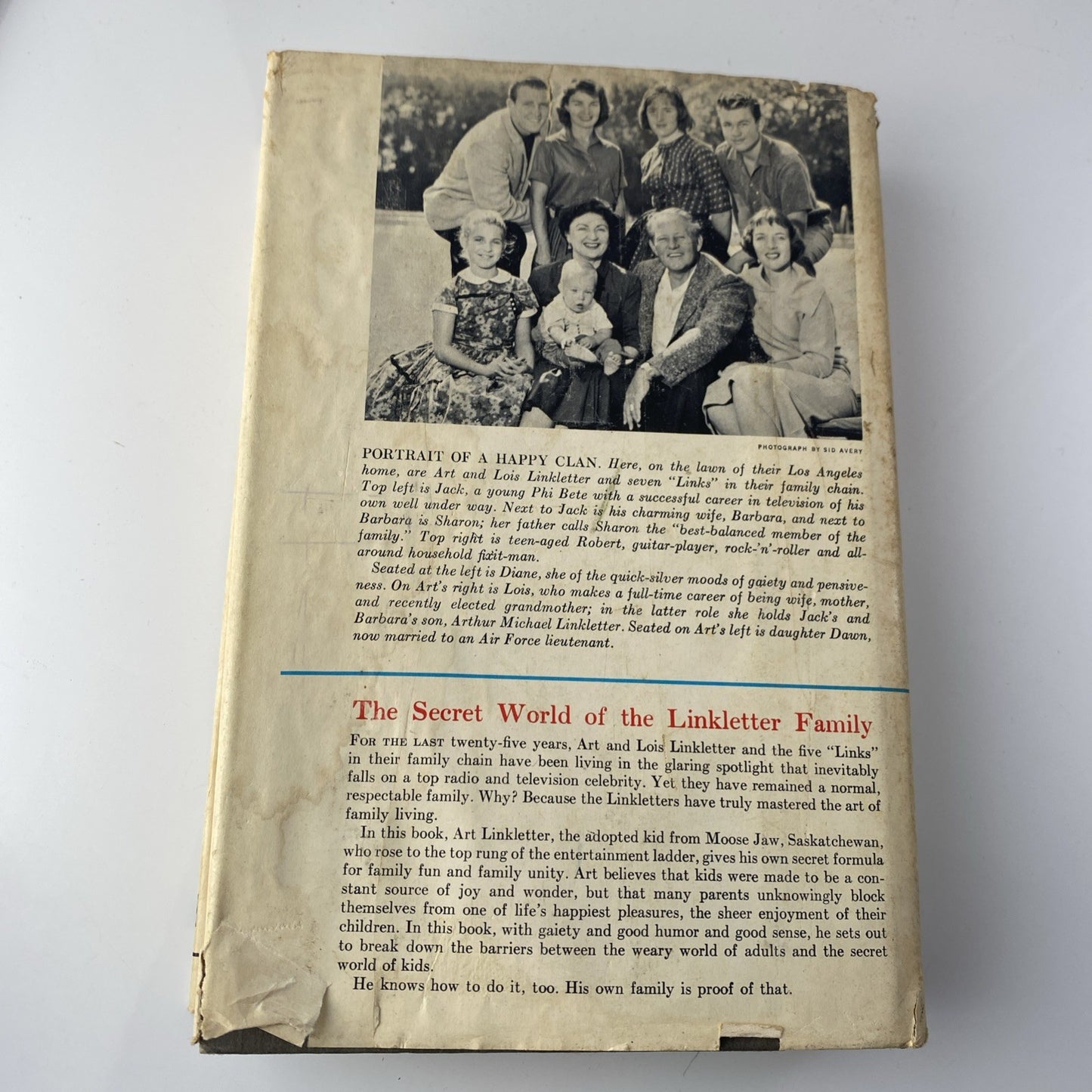 1959. The Secret World of Kids by Art Linkletter, HBw/dj 1st, LINKLETTER SIGNED!