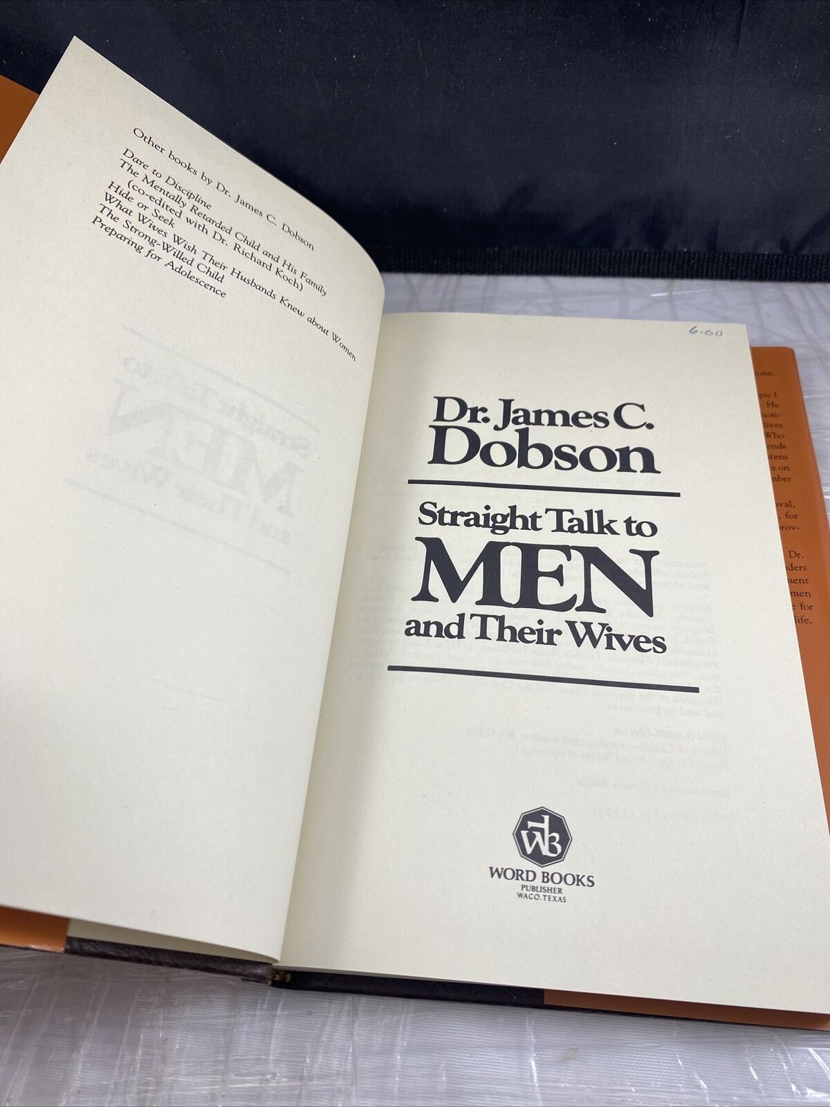 Straight Talk to Men and Their Wives Hardcover James C Dobson Vintage Self Help