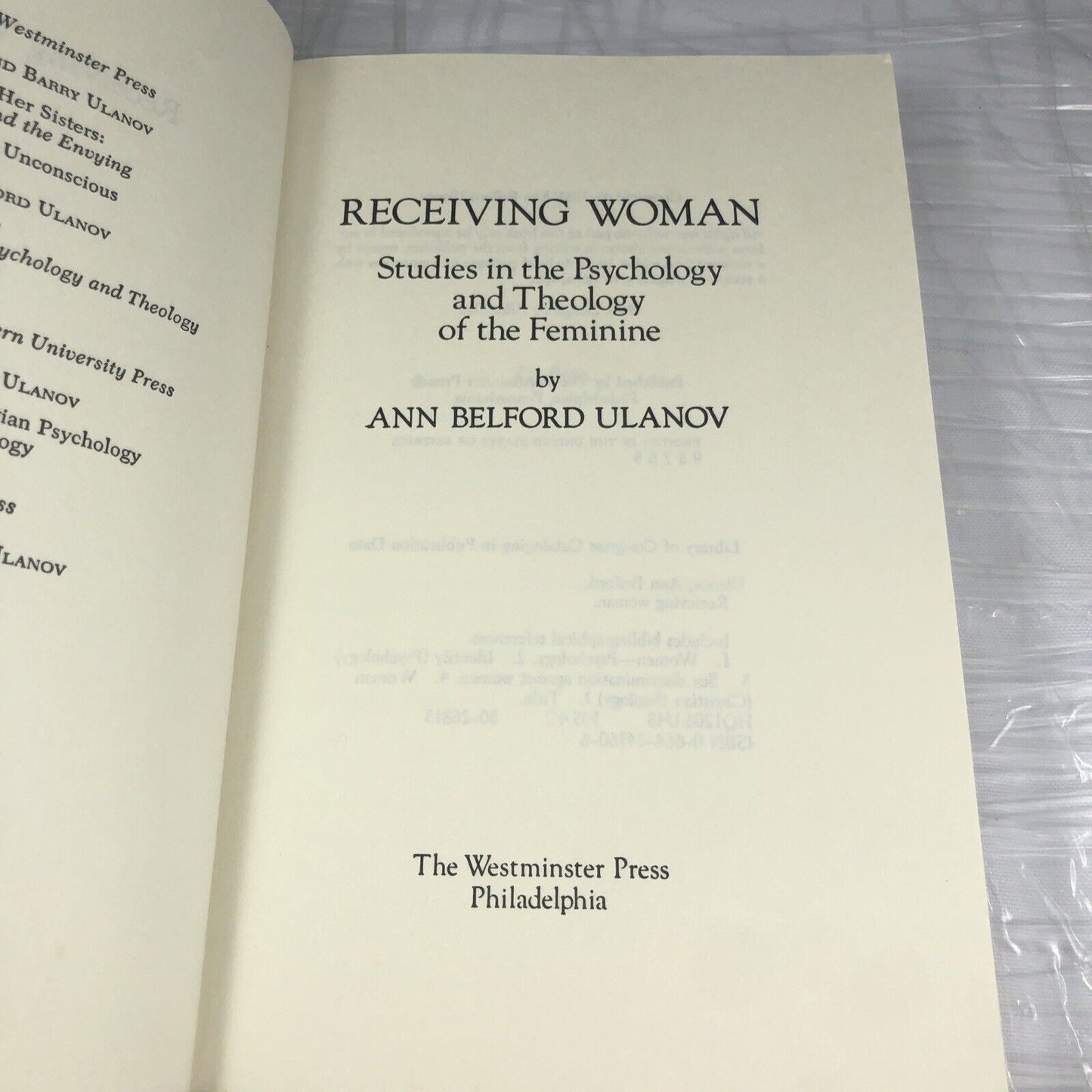 Receiving Woman: Studies in the Psychology and Theology of the Feminine Jungian