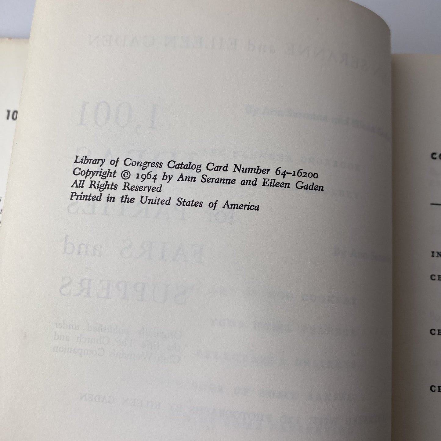 1001 Ideas for Parties Fairs and Suppers Seranne Gaden 1964 Doubleday