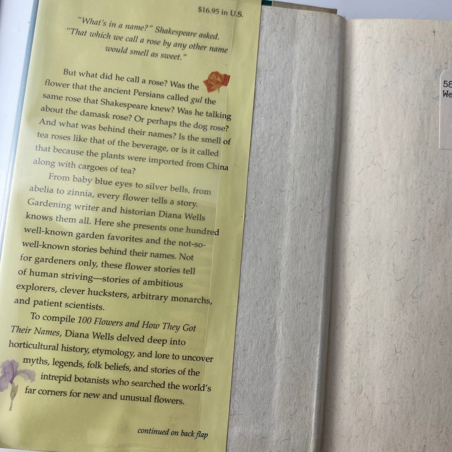 100 Flowers and How They Got Their Names Diana Wells 1997 First Edition