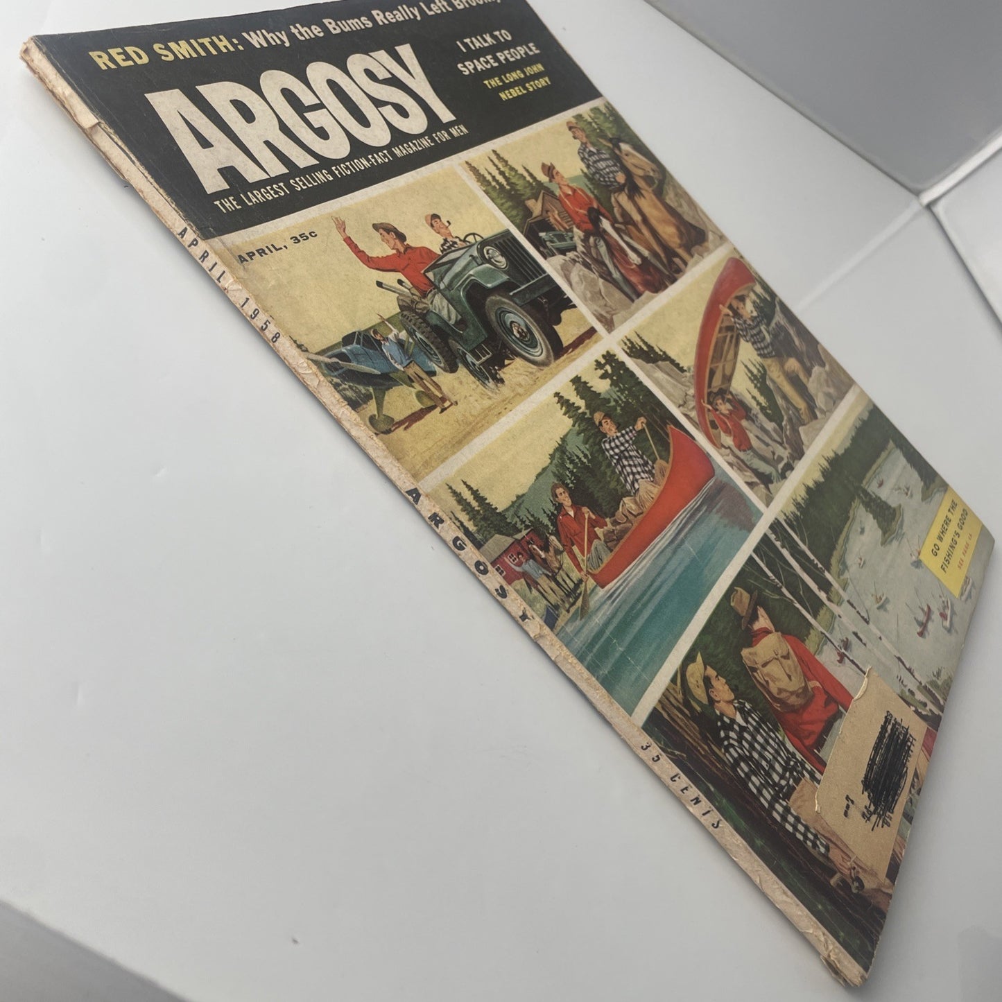 Argosy Fiction-Fact Magazine for Men April 1958 Space People Long John Nebel