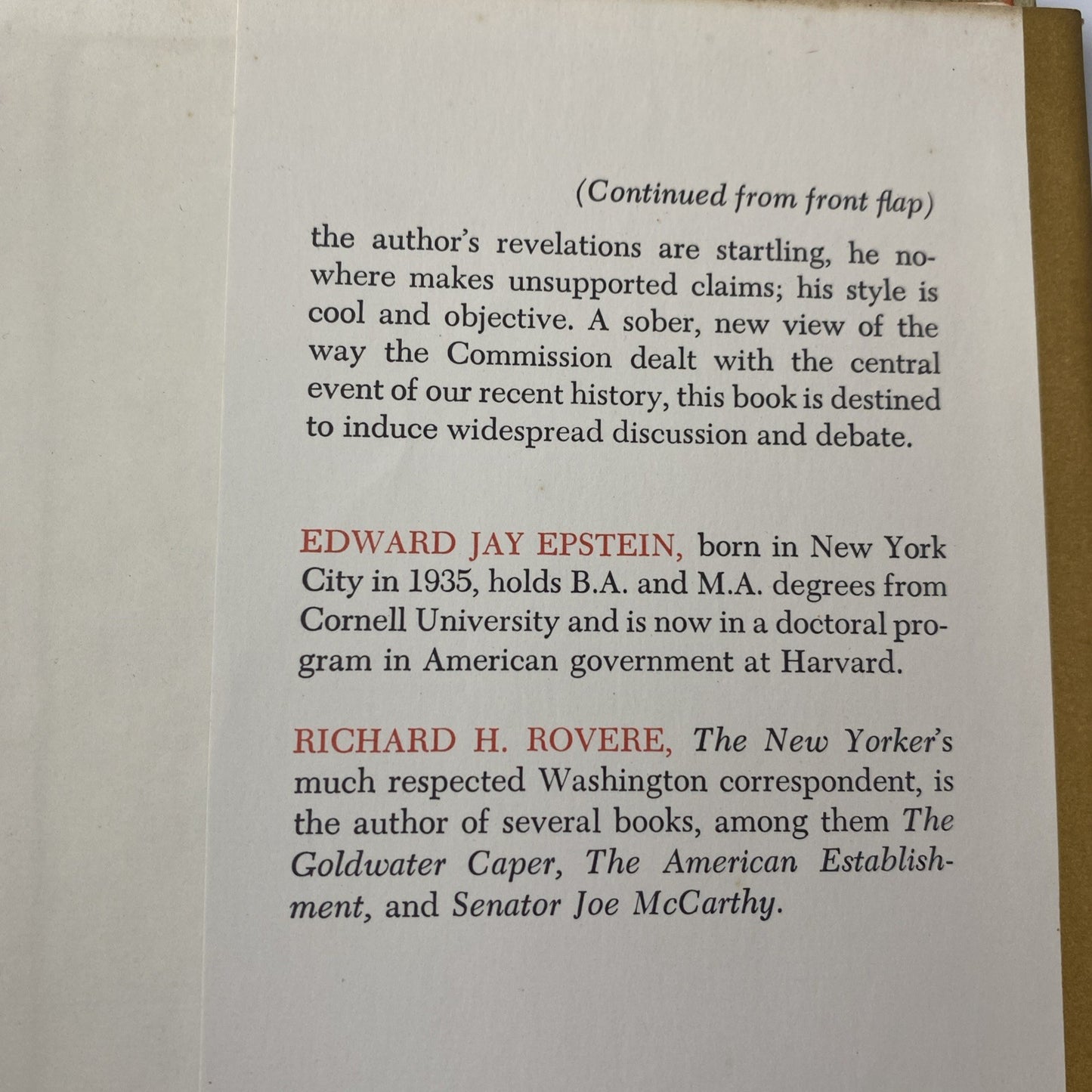 JFK Assassination - Inquest - Edward J. Epstein - 1966 BCE 1st Vintage Hardcver