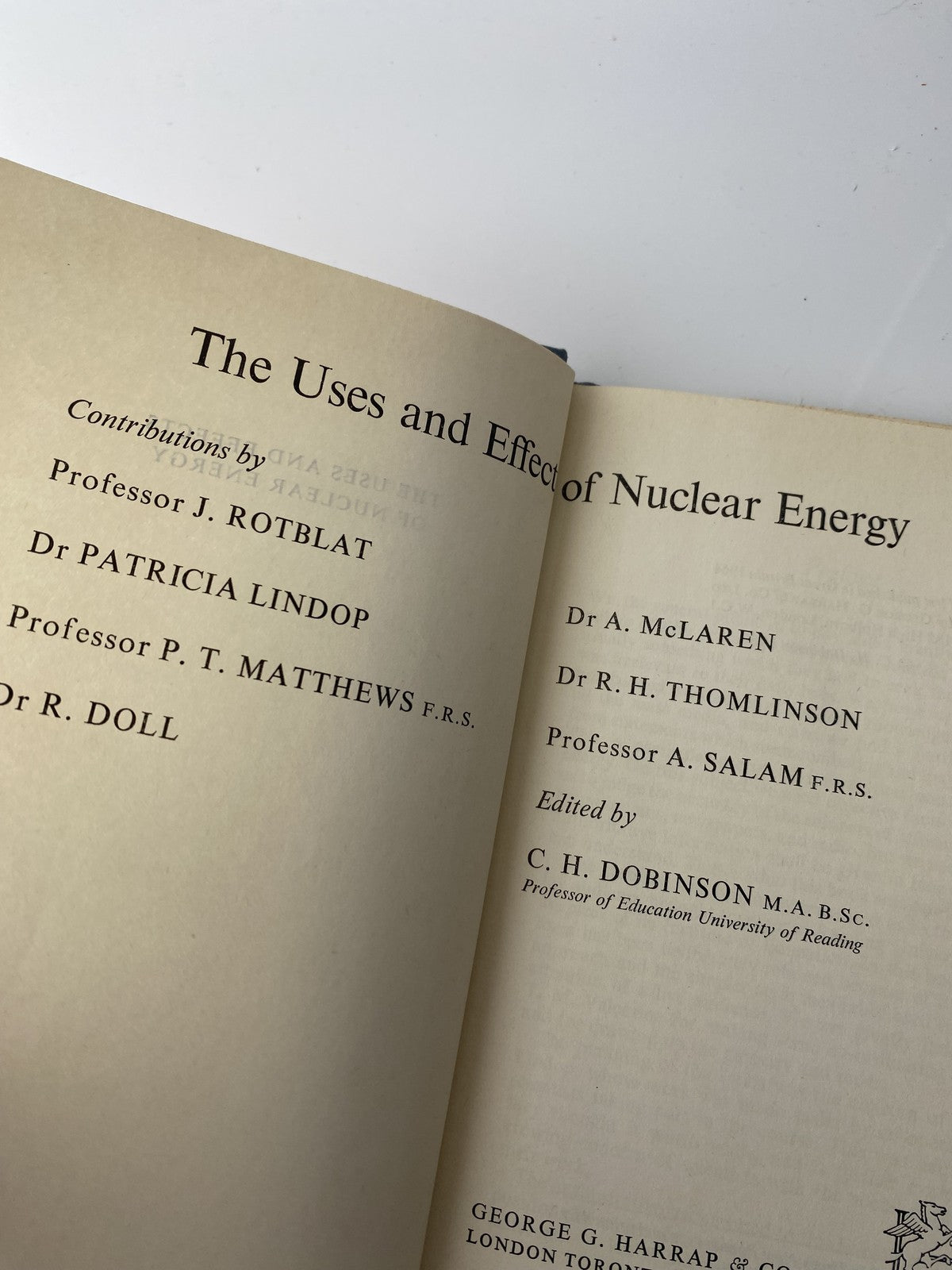 Vintage The Uses and Effects of Nuclear Energy 1964 Hardcover Dobinson Rotblat S