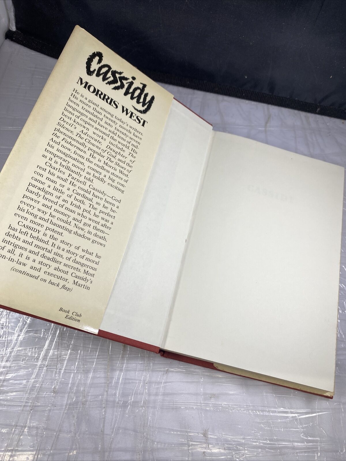Cassidy by West, Morris Hardcover Book Club Edition Vintage 80s Mystery Clean