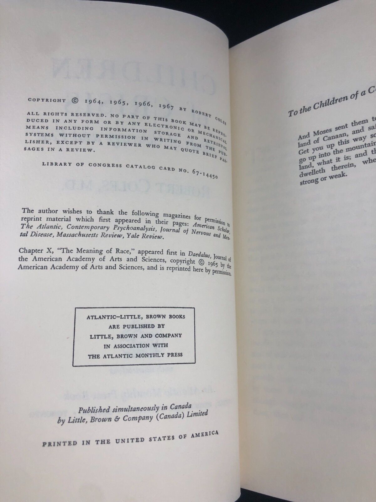 Children of Crisis Volume 1 a Study of Courage and Fear Original 1967 Edition-