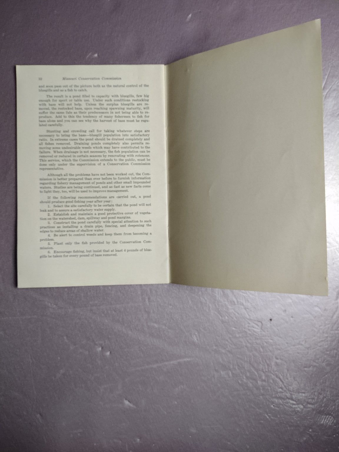 Ponds for Fish and Wildlife Production 1960 Eighth Printing Missouri