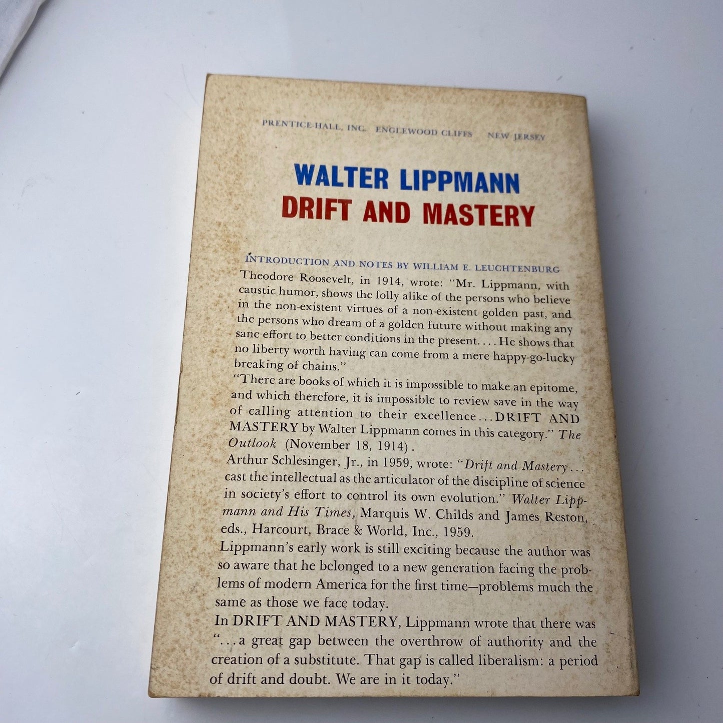 Vintage history paperback Drift and Mastery Walter Lippmann 1961 First Edition