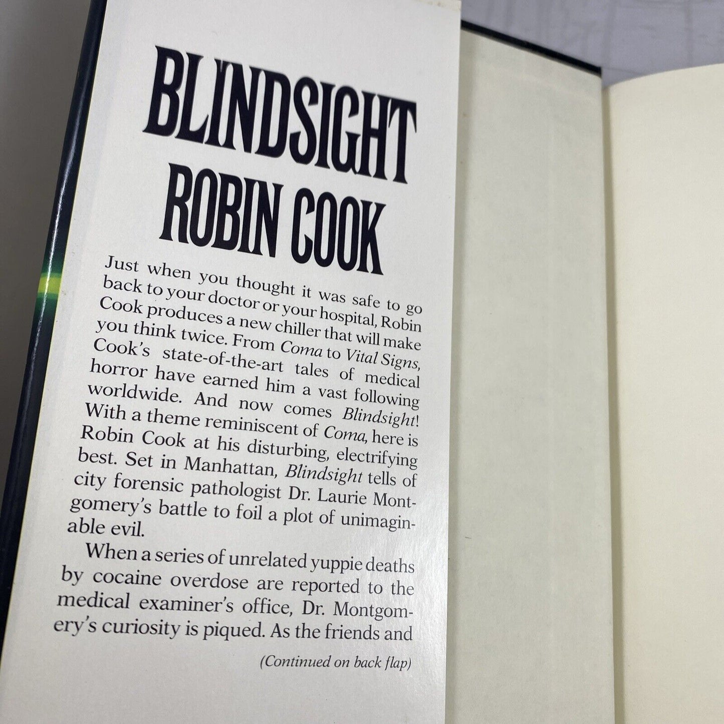 Robin Cook Blindsight Vintage Book Club Edition Fiction Novel Good Condition
