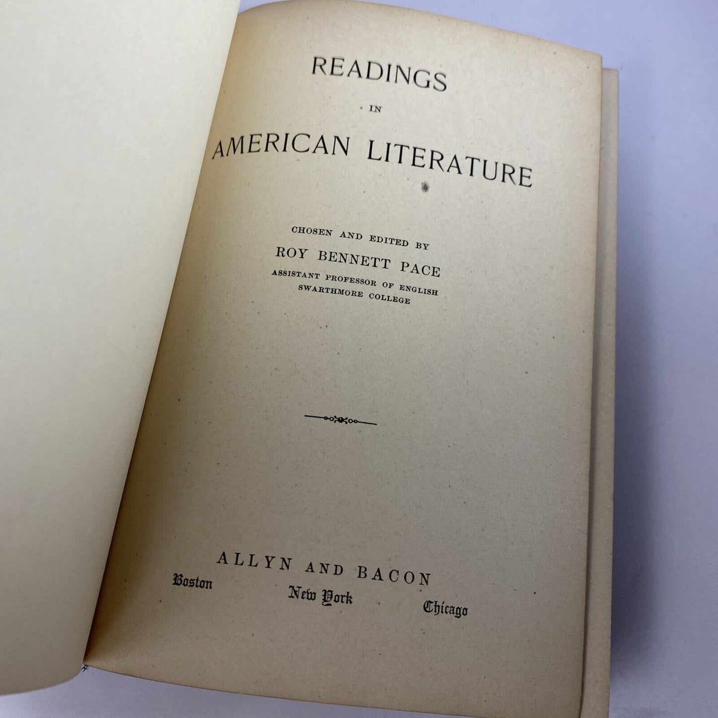 American Literature with Readings Roy Bennett Pace Antique Hardcover 1915 Vtg