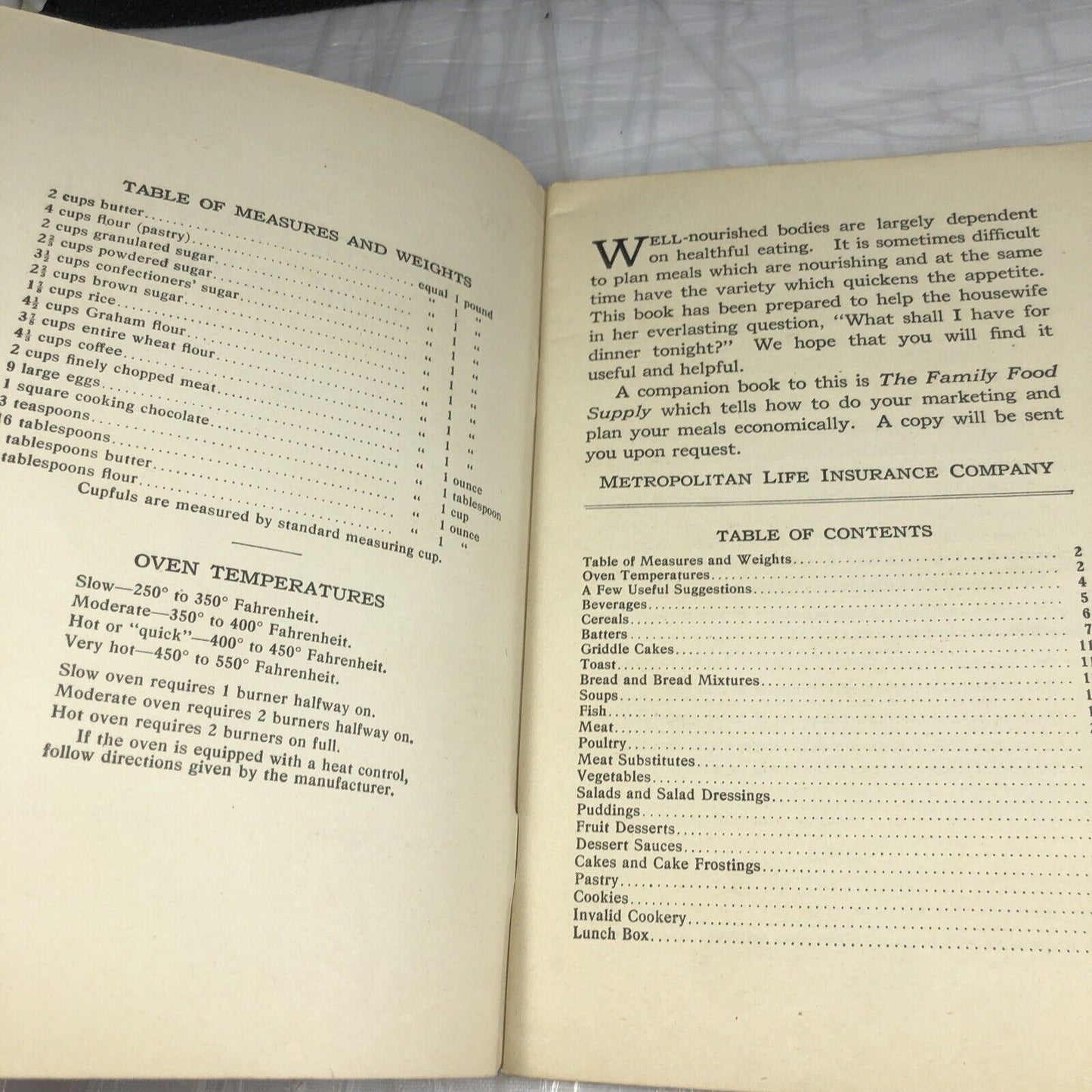 Metropolitan Cook Book, Vintage Metro Life Insurance Recipe Booklet