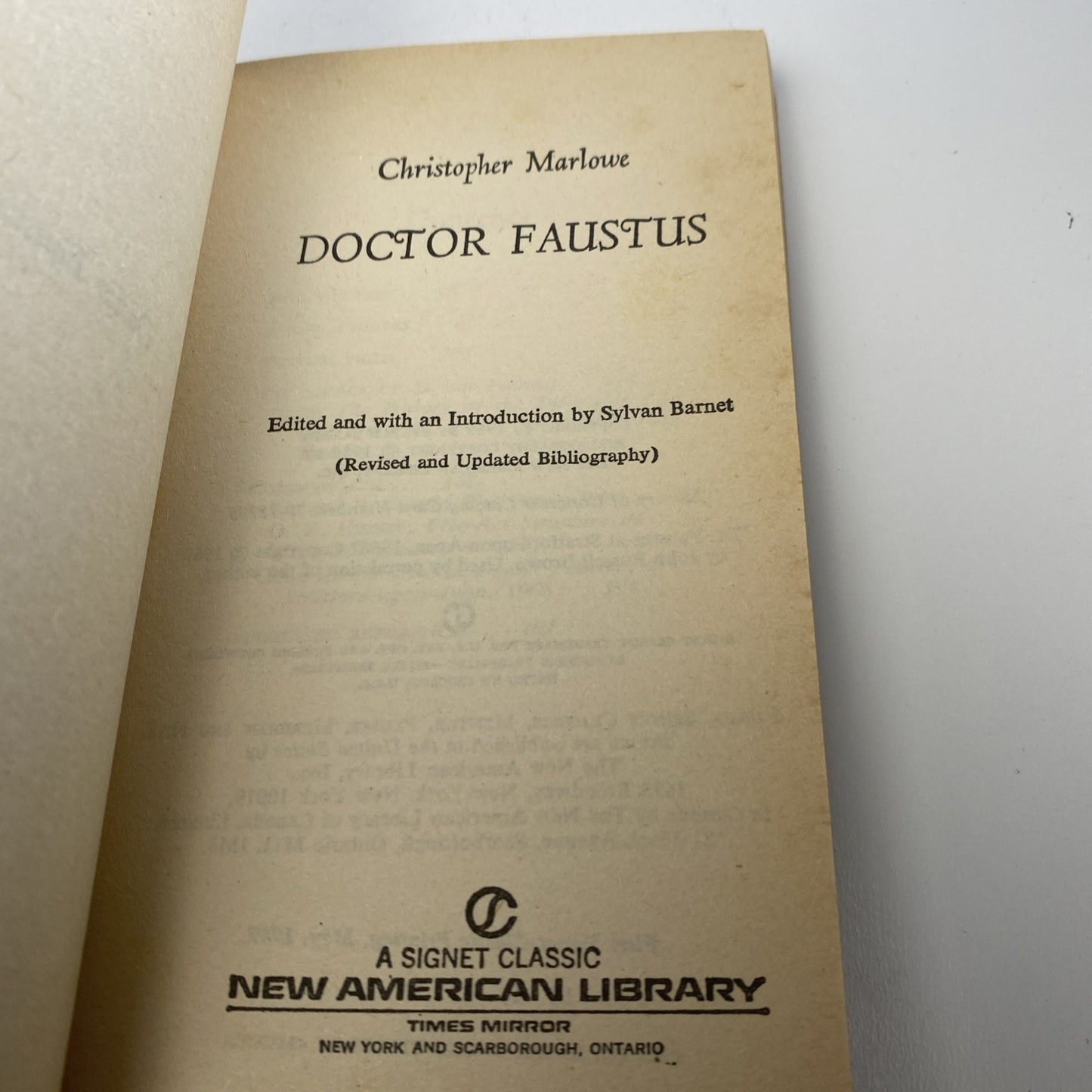 Vintage Paperback Doctor Faustus Classic Play by Christopher Marlowe Signet 1969