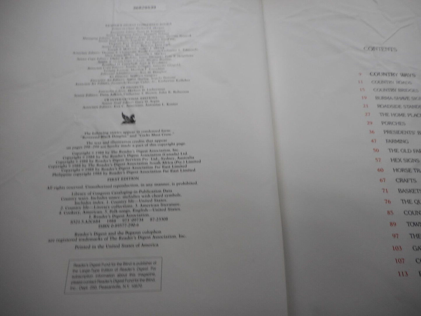 Reader's Digest Country Ways: A celebration of Rural Life 1988 First Edition