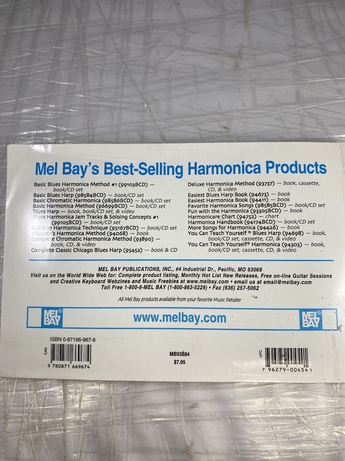 Mel Bay's Harmonica Pocket Companion Book 1983, Bill Bay Vintage Sheet Music