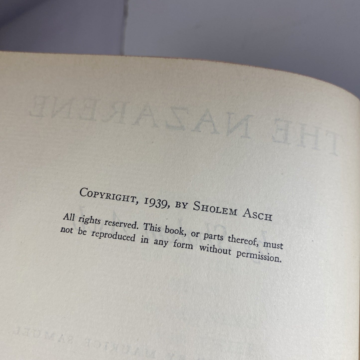 Vintage First Print Novel Of Jesus THE NAZARENE by Sholem Asch Hardcover 1939