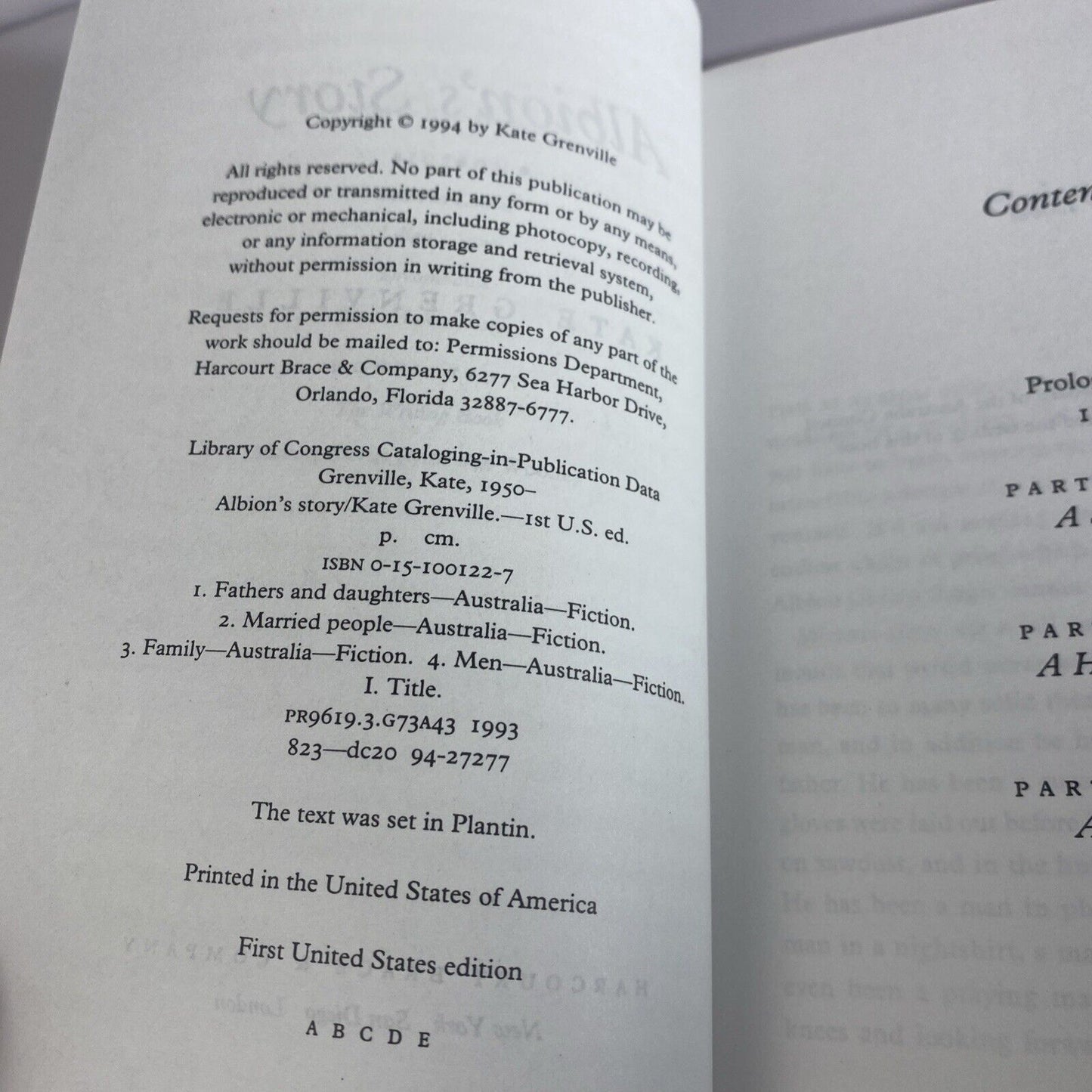 RARE UNCORRECTED PROOF See ALBIONS STORY by KATE GRENVILLE Harcourt 1993